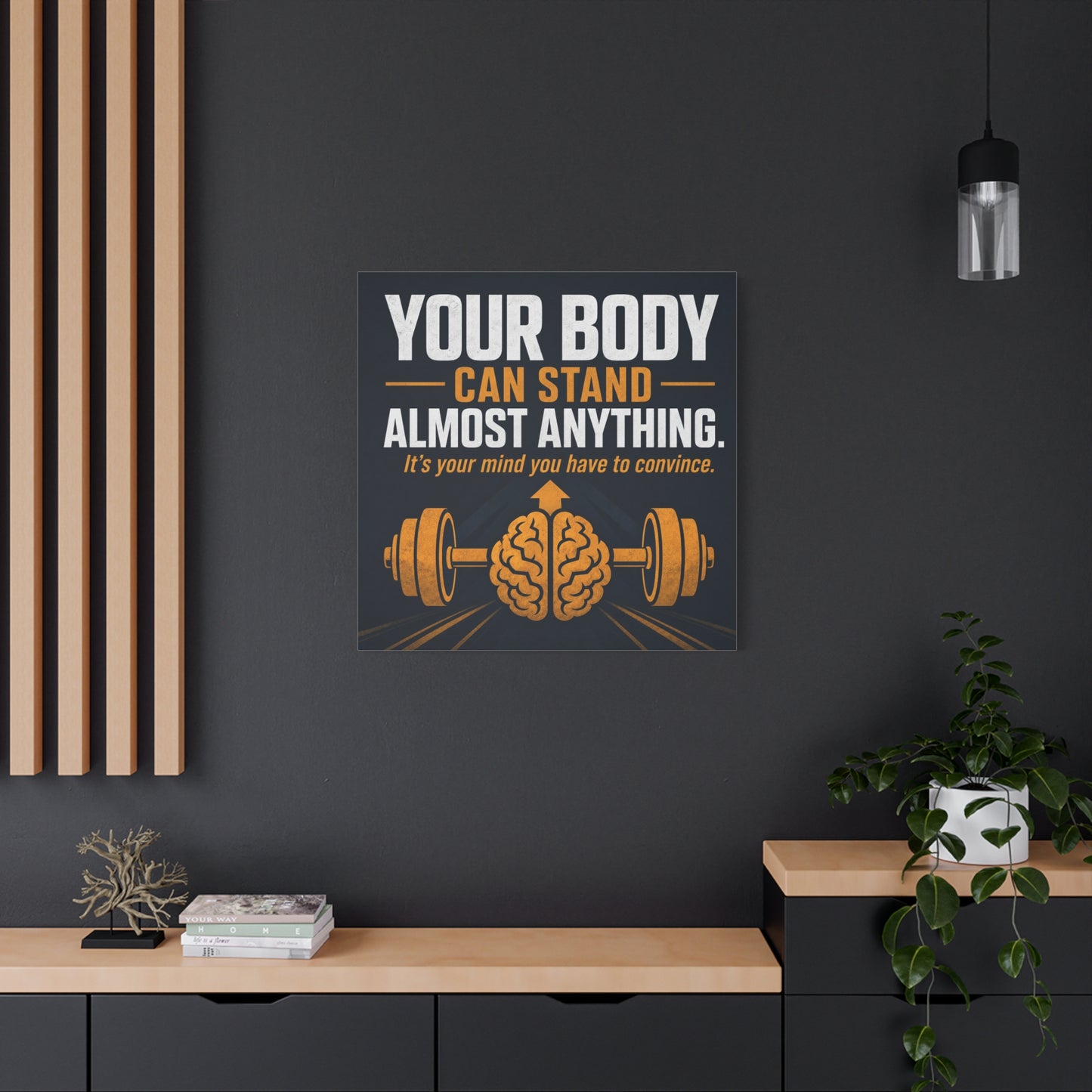 "Your Body Can Stand Almost Anything. It's Your Mind You Have To Convince." Motivational Canvas Wall Art - Gym Quote Typography Print, Modern Fitness Decor - Ready to Hang - Gym Wall Decor