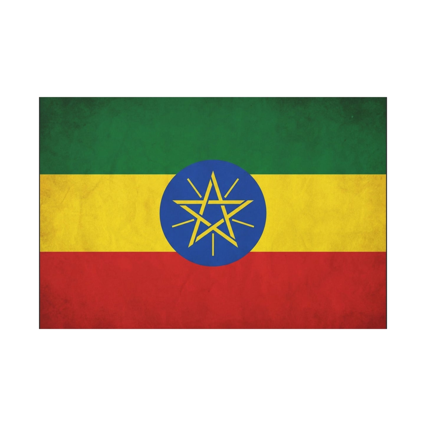 Ethiopian Flag Canvas Wall Art - Ethiopia Pride Decor, Vintage National Banner Print - Matte Cotton Artwork - Cultural Heritage Style For Living Room, Office, Dorm Display - Living Room Wall Decor