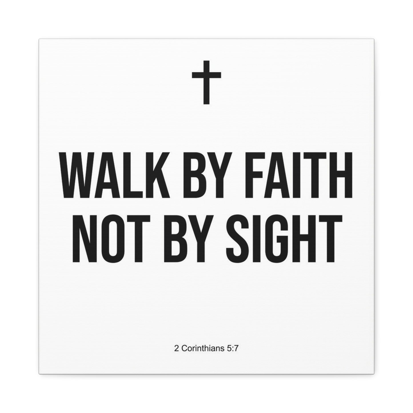 "Walk By Faith Not By Sight" Christian Canvas Wall Art - 2 Corinthians 5:7 Cross Scripture Print - Black And White Minimalist Typography Decor - Living Room Bedroom Office Home Decoration