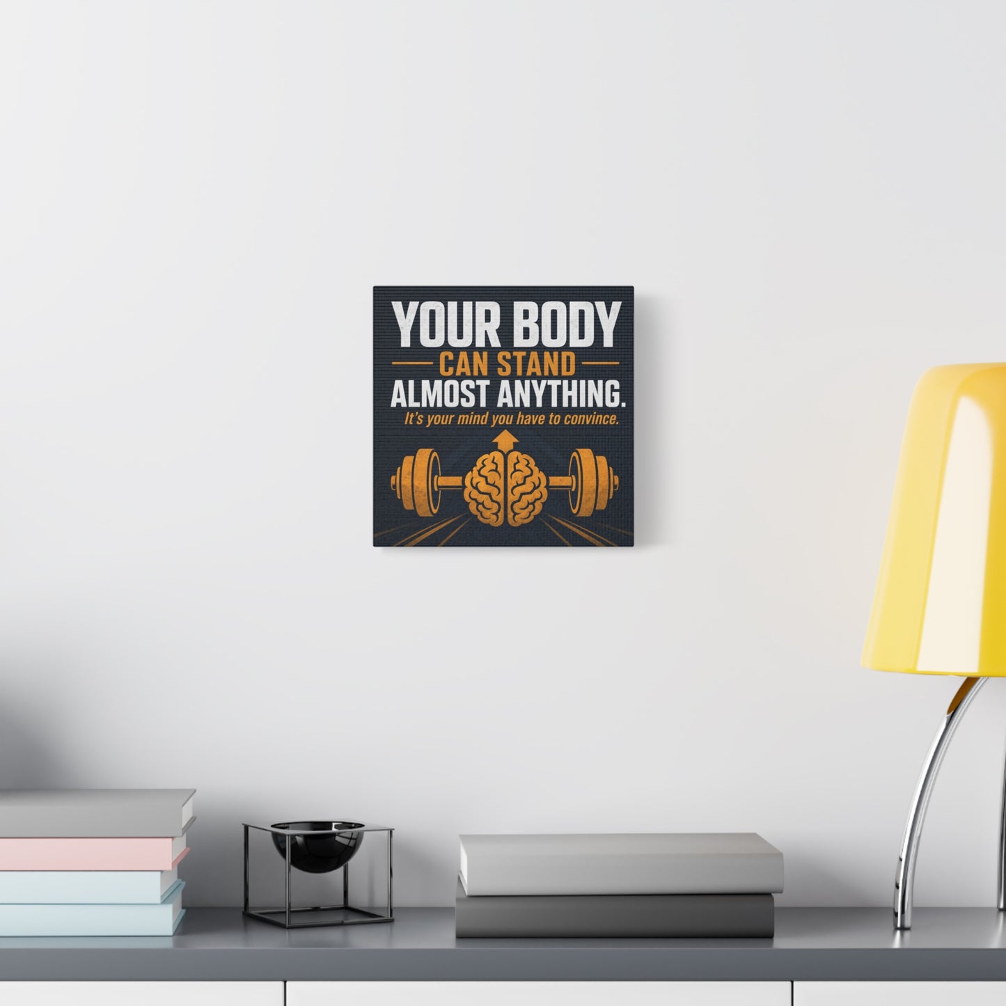 "Your Body Can Stand Almost Anything. It's Your Mind You Have To Convince." Motivational Canvas Wall Art - Gym Quote Typography Print, Modern Fitness Decor - Ready to Hang - Gym Wall Decor