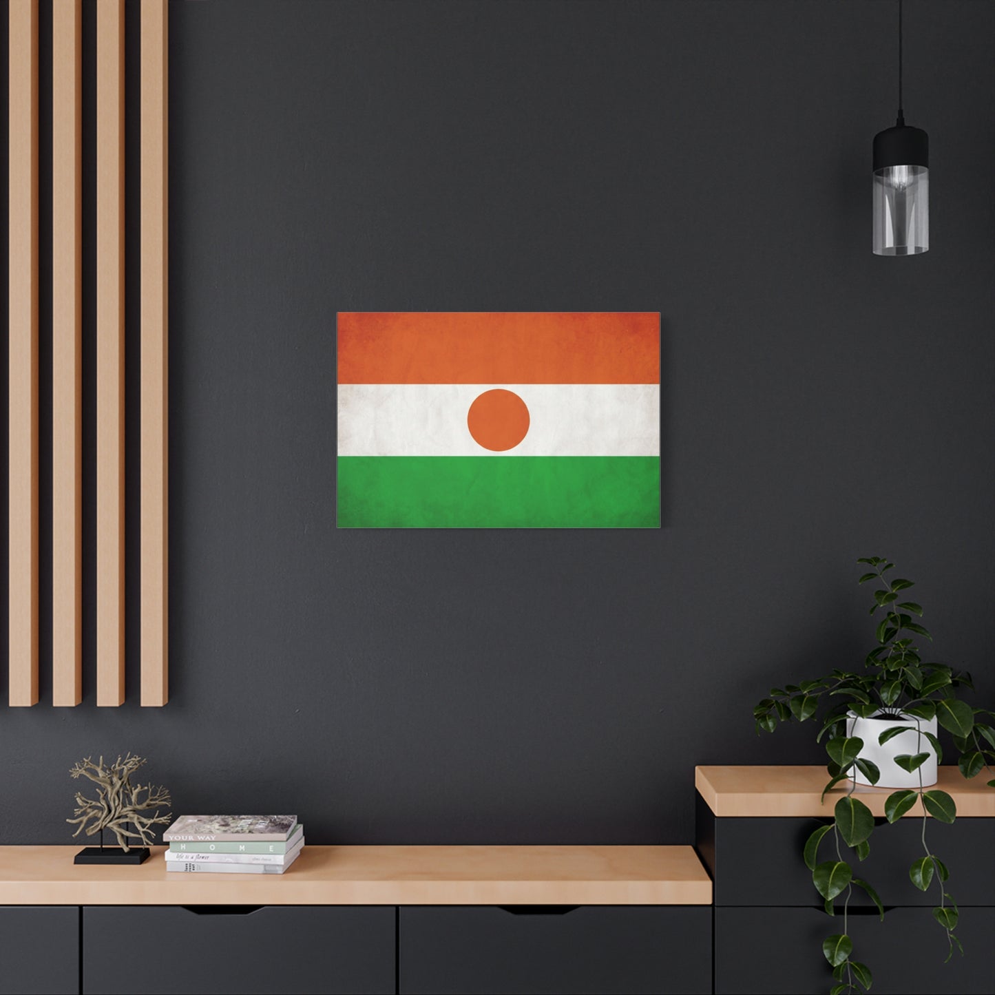 Niger Flag Canvas Wall Art - Orange White Green Tricolor With Central Sun Disc - Minimalist Patriotic Print - Living Room Wall Decor