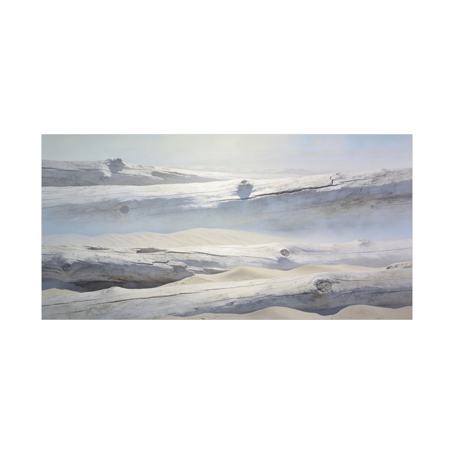 Driftwood Beach Canvas Wall Art - Coastal Sand Dunes Art Print, Soft Blue Beige Neutral Tones - Minimalist Coastal Style - Living Room Wall Decor, Bedroom Home Decoration - Ready to Hang