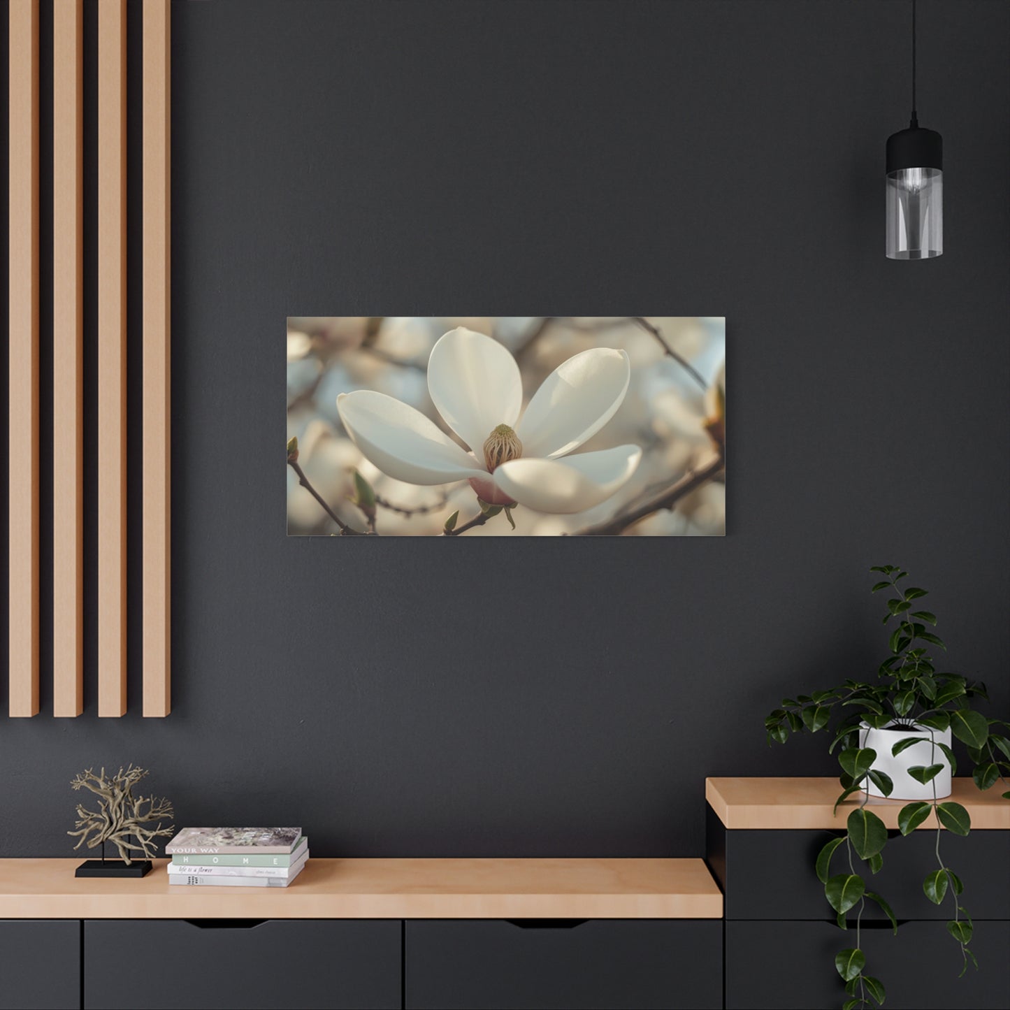 White Magnolia Flower Canvas Wall Art - Soft Botanical Art Print, Cotton Canvas Print - Traditional Style, Bedroom Wall Decor, Living Room Home Decoration, Office Art Accent - Modern Farmhouse Style