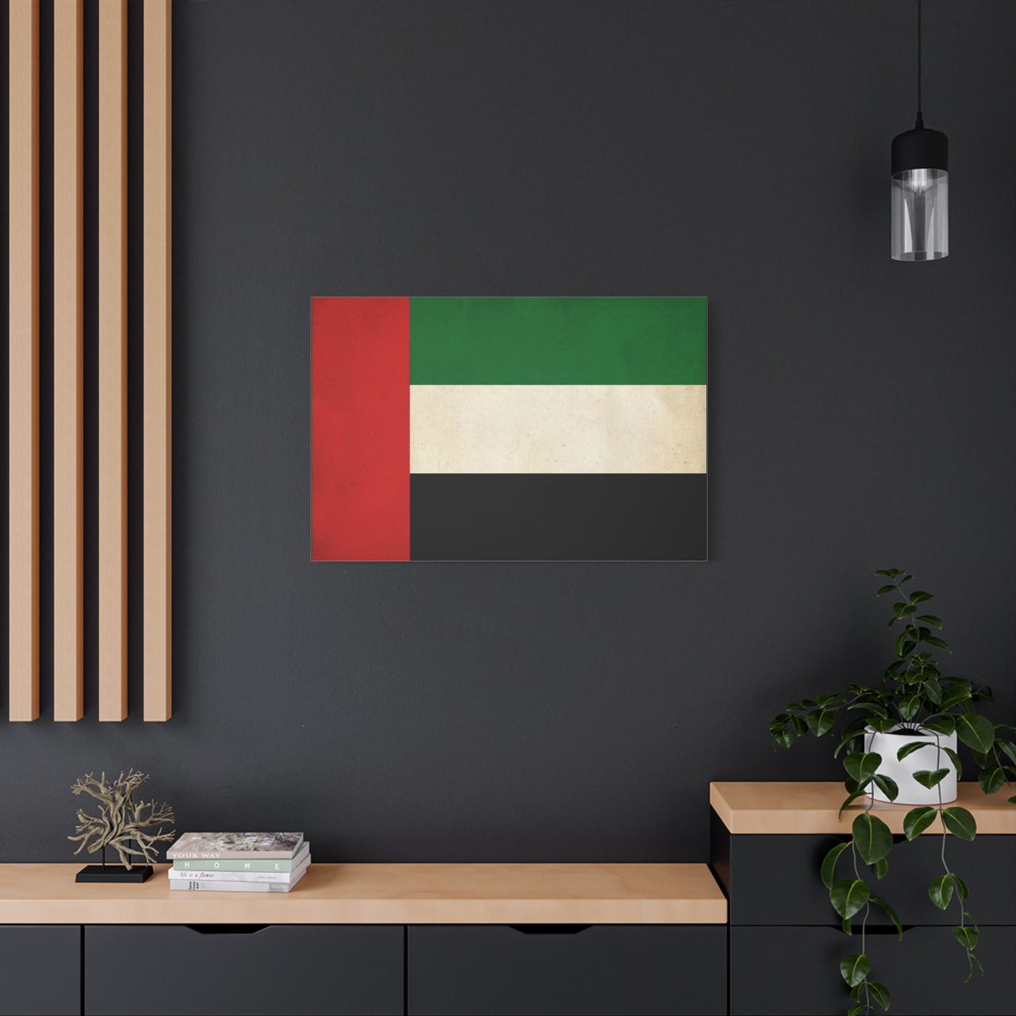 United Arab Emirates Flag Canvas Wall Art - Vintage National Pride Decor, Distressed UAE Banner Print - Patriotic Minimalist Style - Living Room Wall Decor, Office Accent - Bedroom Home Decoration