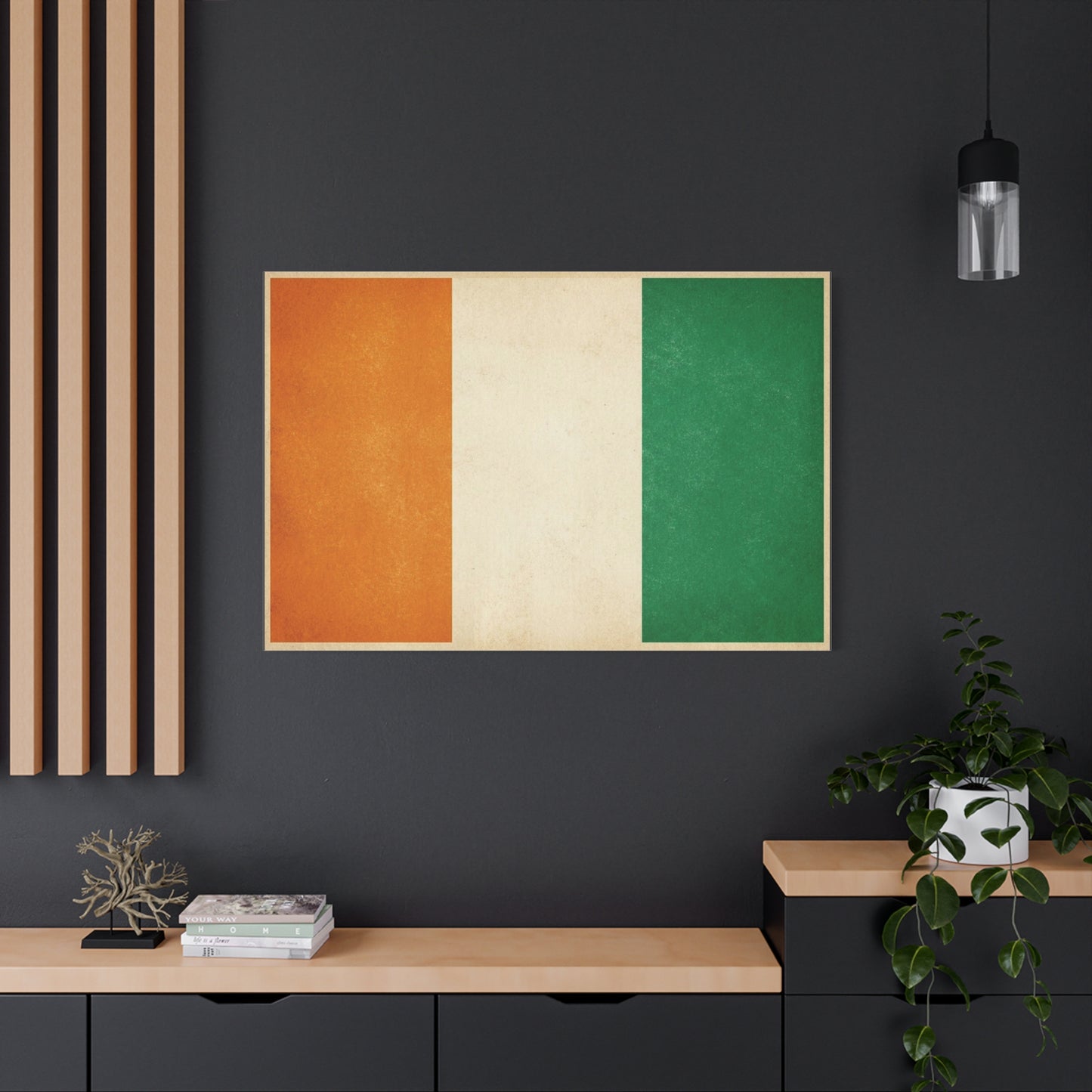 Irish Flag Canvas Wall Art - Vintage Tricolor Ireland Print, Green White Orange Decor - Minimalist Patriotic Artwork - Living Room Wall Decor, Bedroom Home Decoration - Bedroom Home Decoration