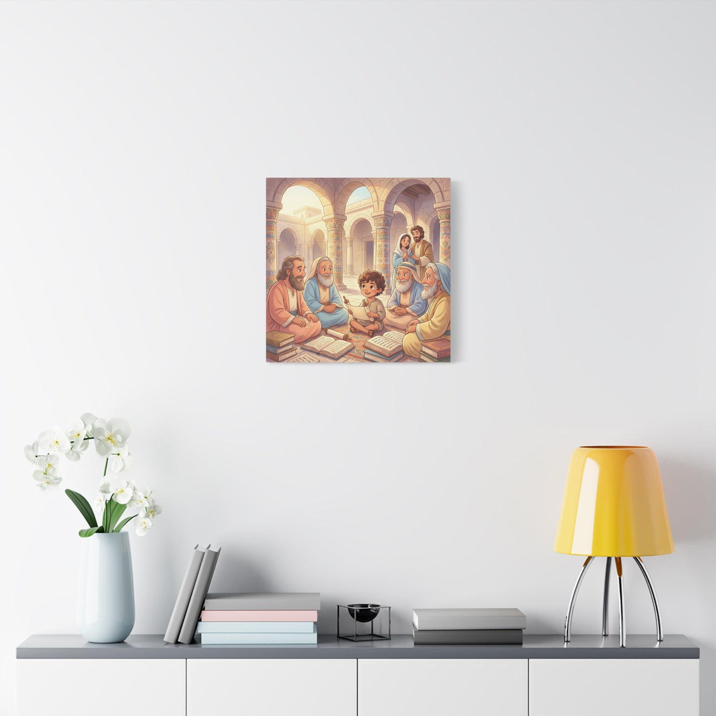 Young Jesus Teaching In Temple Canvas Wall Art - Biblical Child Scripture Scene, Cotton Print - Traditional Religious Decor For Nursery, Bedroom, Sunday School, Living Room Home Accent - Ready to Hang
