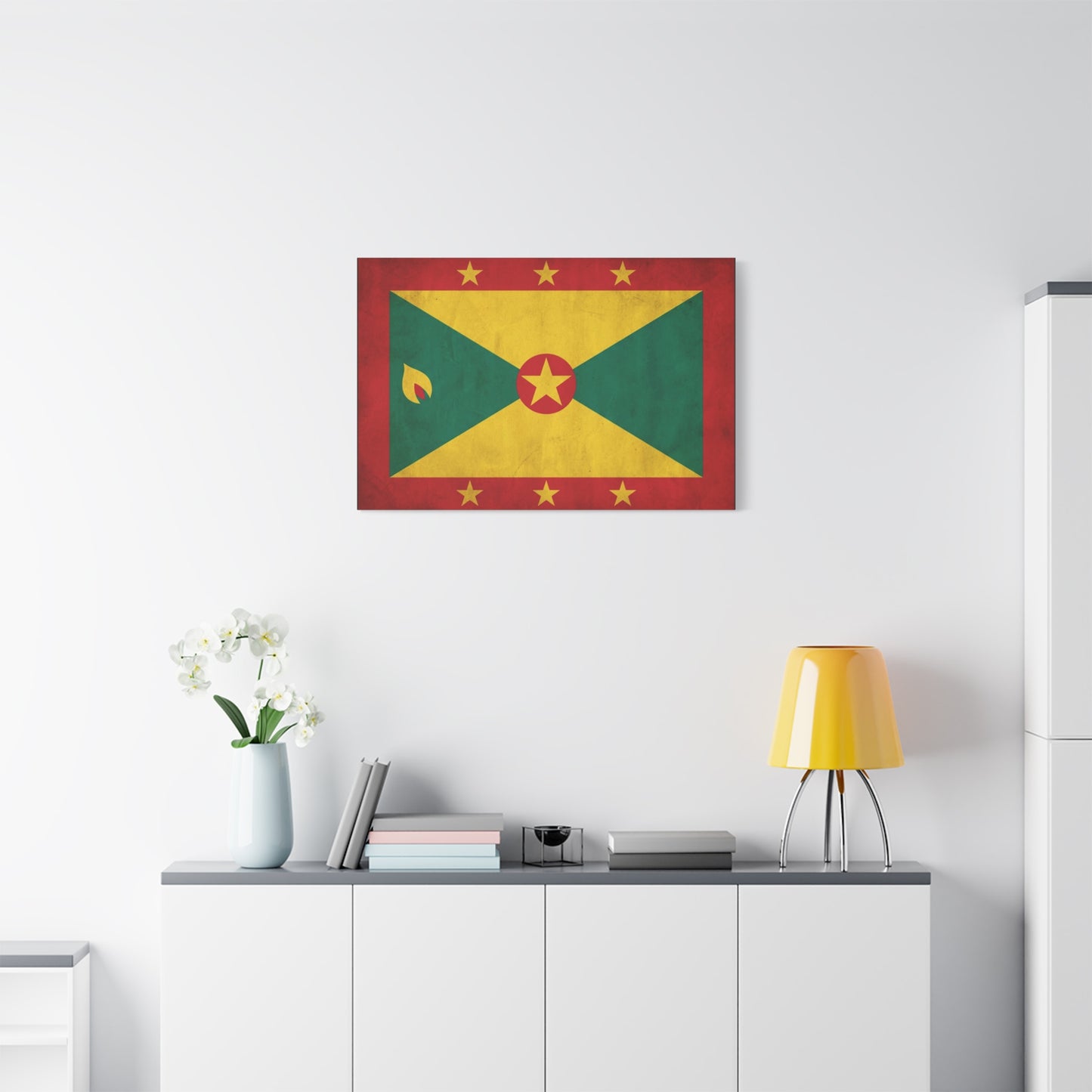 Grenada Flag Canvas Wall Art - Vintage Caribbean Nation Print, Rustic Patriotic Home Accent, Cultural Heritage Artwork, Living Room Decoration, Office Display - Office Wall Art - Ready to Hang