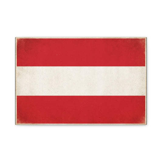 Austria Flag Canvas Wall Art - Vintage Red White Horizontal Banner Print - Patriotic Minimalist Decor - Living Room Home Decoration, Office Accent - Living Room Wall Decor - Bedroom Home Decoration