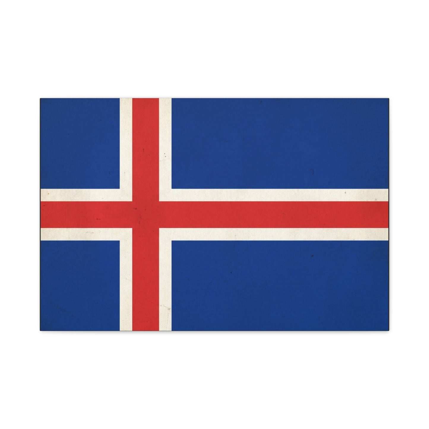 Iceland Flag Canvas Wall Art - Nordic National Banner Print, Blue Red White Cross Design - Vintage Style, Patriotic Wall Decor - Living Room Home Decoration, Office Art - Bedroom Home Decoration