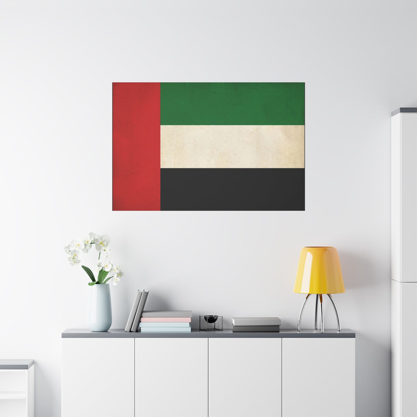 United Arab Emirates Flag Canvas Wall Art - Vintage National Pride Decor, Distressed UAE Banner Print - Patriotic Minimalist Style - Living Room Wall Decor, Office Accent - Bedroom Home Decoration