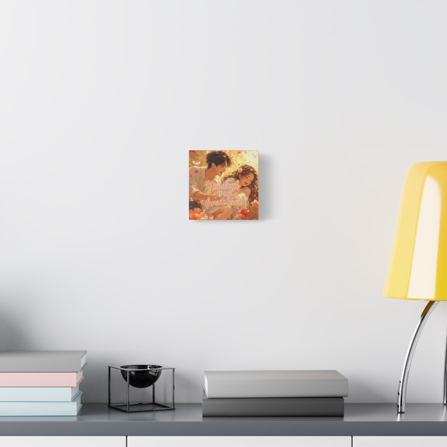 "Your Laugh Is My Favorite Sound" Romantic Couple Canvas Wall Art - Floral Love Quote Print - Warm Golden Painterly Style - Bedroom Wall Decor, Living Room Home Decoration - Bedroom Home Decoration