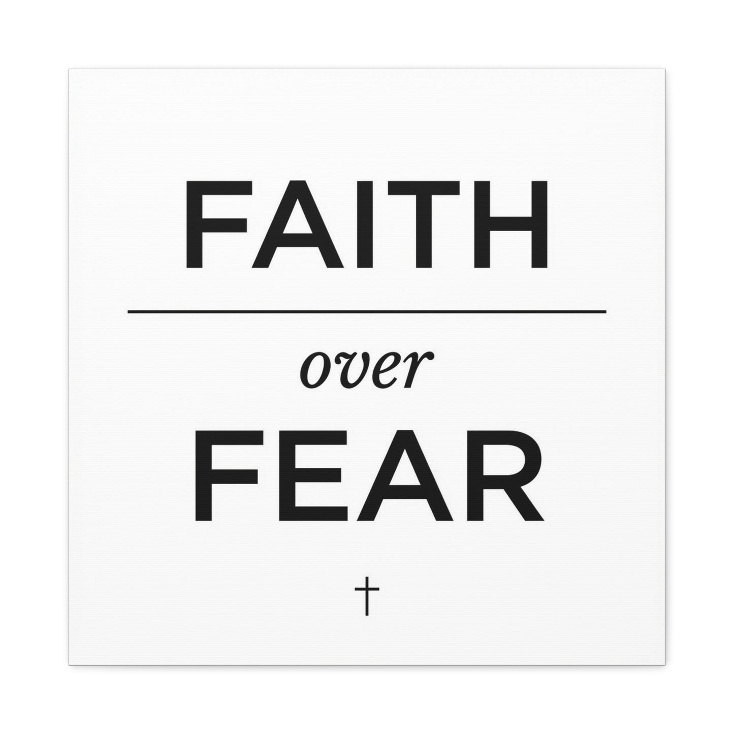 "Faith Over Fear" Christian Canvas Wall Art - Minimalist Bible Verse Cross Print, Black And White Typography Decor - Modern Farmhouse Style - Living Room Bedroom Office Wall Decor