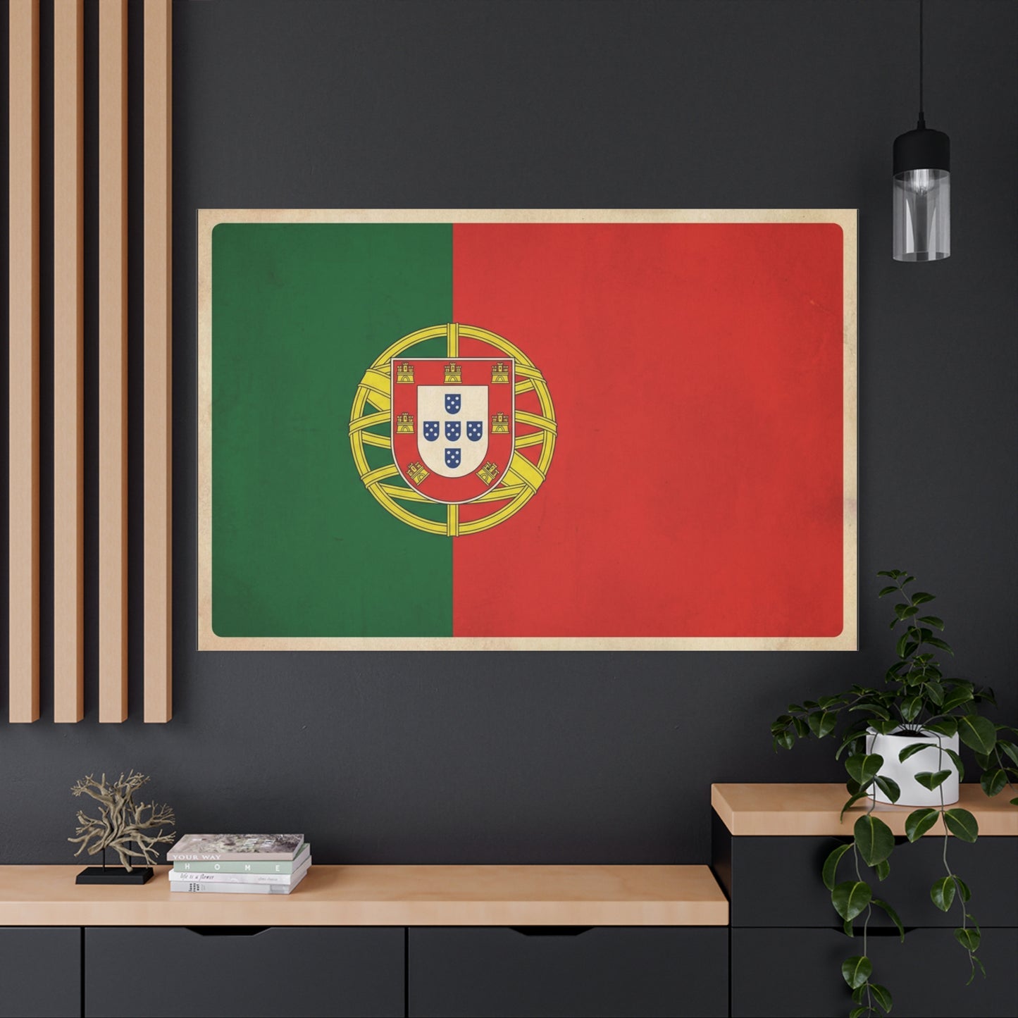 Portugal Flag Canvas Wall Art - Vintage Portuguese Flag Print, Heritage Decor - Matte Cotton Artwork - Traditional Style, Living Room Decoration - Living Room Wall Decor - Bedroom Home Decoration