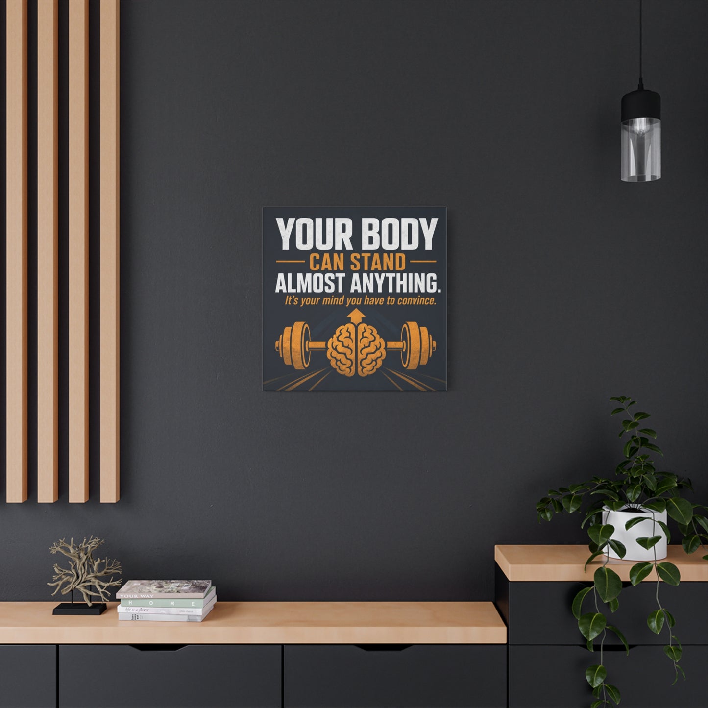 "Your Body Can Stand Almost Anything. It's Your Mind You Have To Convince." Motivational Canvas Wall Art - Gym Quote Typography Print, Modern Fitness Decor - Ready to Hang - Gym Wall Decor