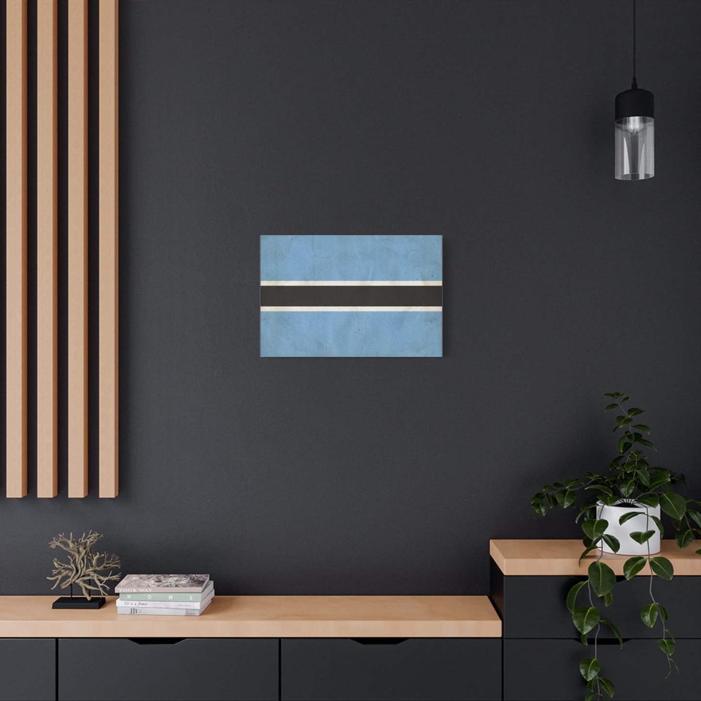 Botswana Flag Canvas Wall Art - Blue Black White Stripe National Print - Minimalist Patriotic Decor, Contemporary Wall Hanging, Living Room Home Decoration - Bedroom Home Decoration - Ready to Hang