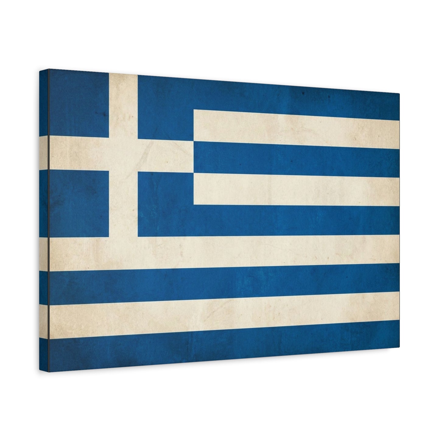 Greek Flag Canvas Wall Art - Vintage Greece National Banner Print, Blue And White Hellenic Stripe Design - Rustic Patriotic Decor - Living Room Wall Decor - Bedroom Home Decoration - Ready to Hang