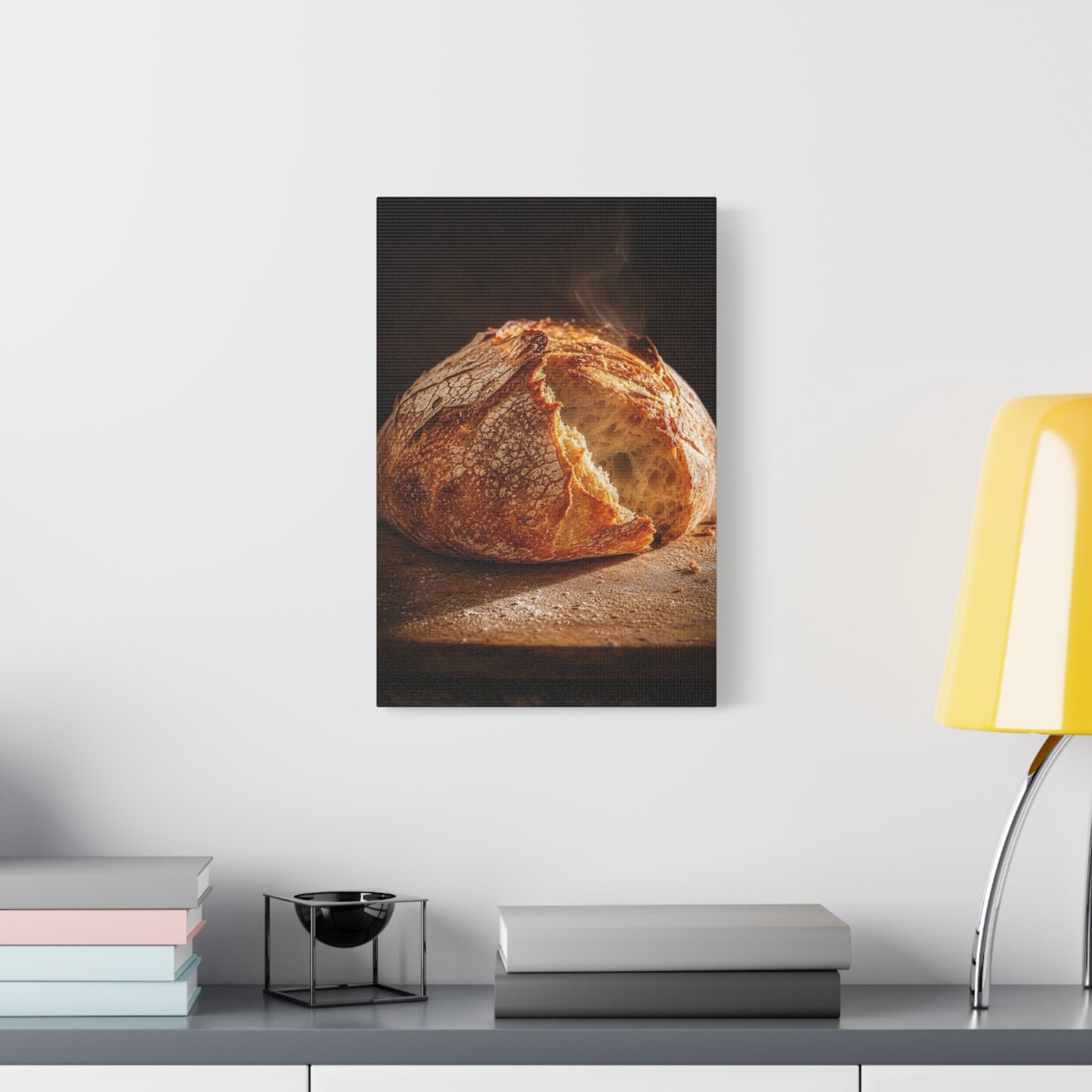 Rustic Bread Canvas Wall Art - Crusty Artisan Loaf Food Art Print, Warm Kitchen Wall Decor, Moody Still Life, Cotton Canvas, Dining Room Accent, Farmhouse Interior Style - Ready to Hang