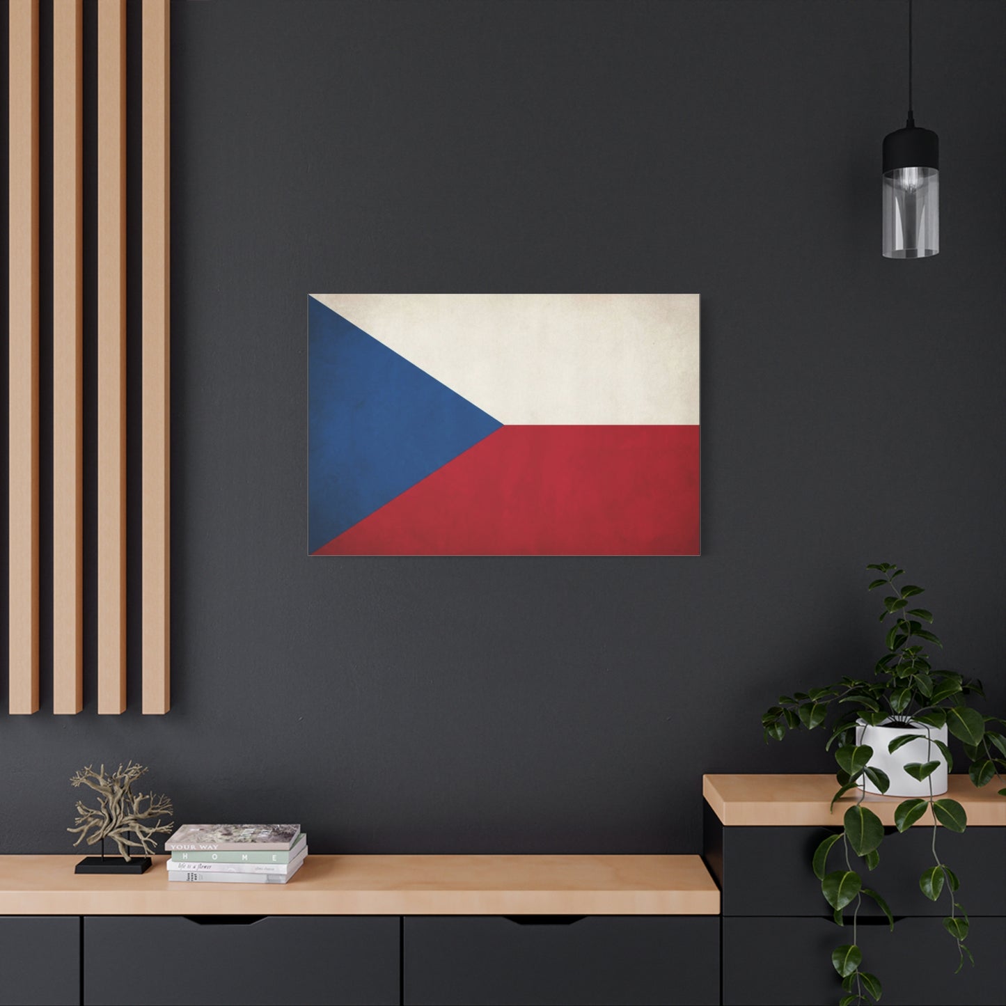 Czech Republic Flag Canvas Wall Art - Czech Flag Print, Vintage Patriotic Decor - Minimalist Tricolor Design - Living Room Home Decoration, Office Wall Accent - Bedroom Home Decoration - Ready to Hang