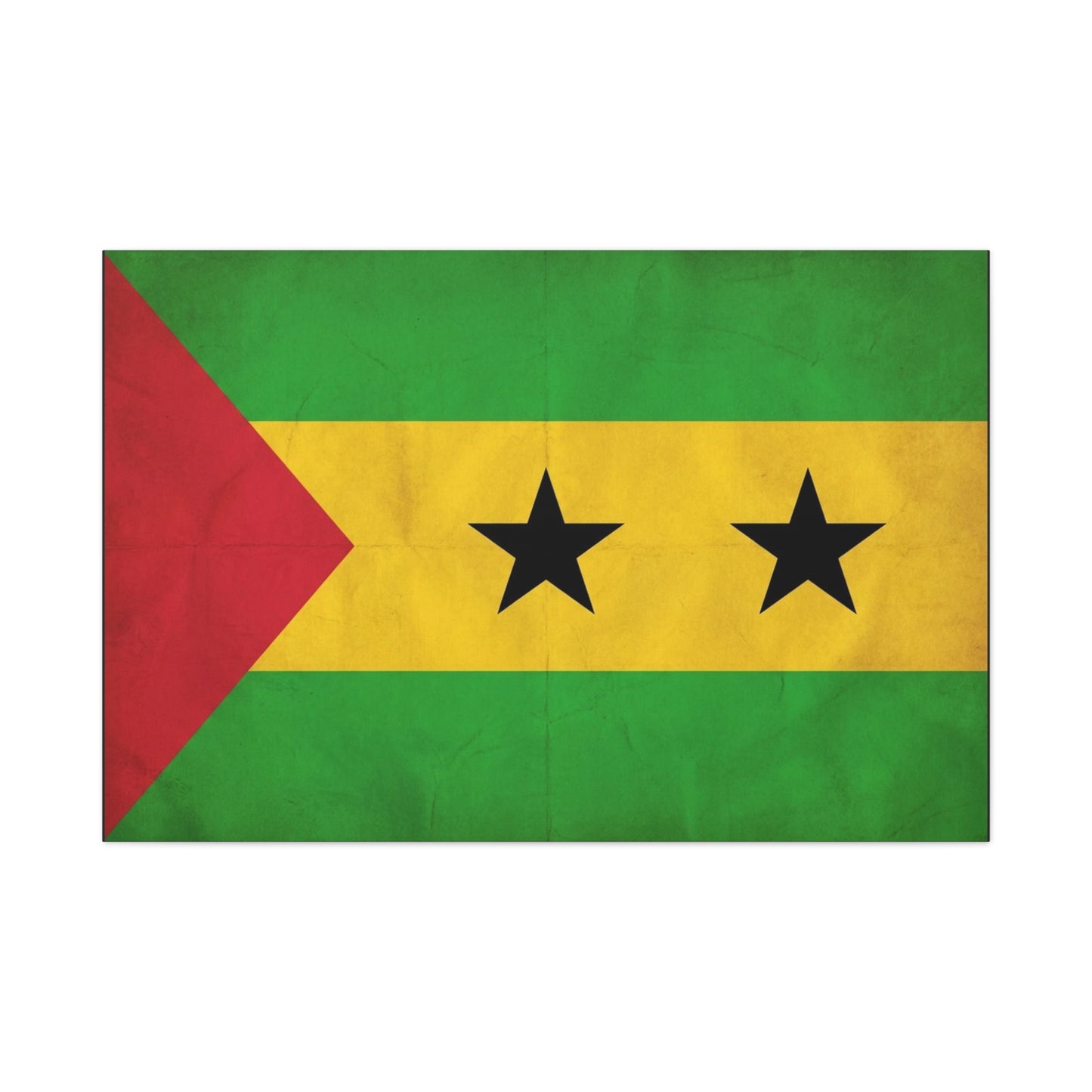 Sao Tome And Principe Flag Canvas Wall Art - National Pride Decor, Vintage Country Banner Print - Green Yellow Red Two Star Design - Living Room Wall Decor - Bedroom Home Decoration - Ready to Hang