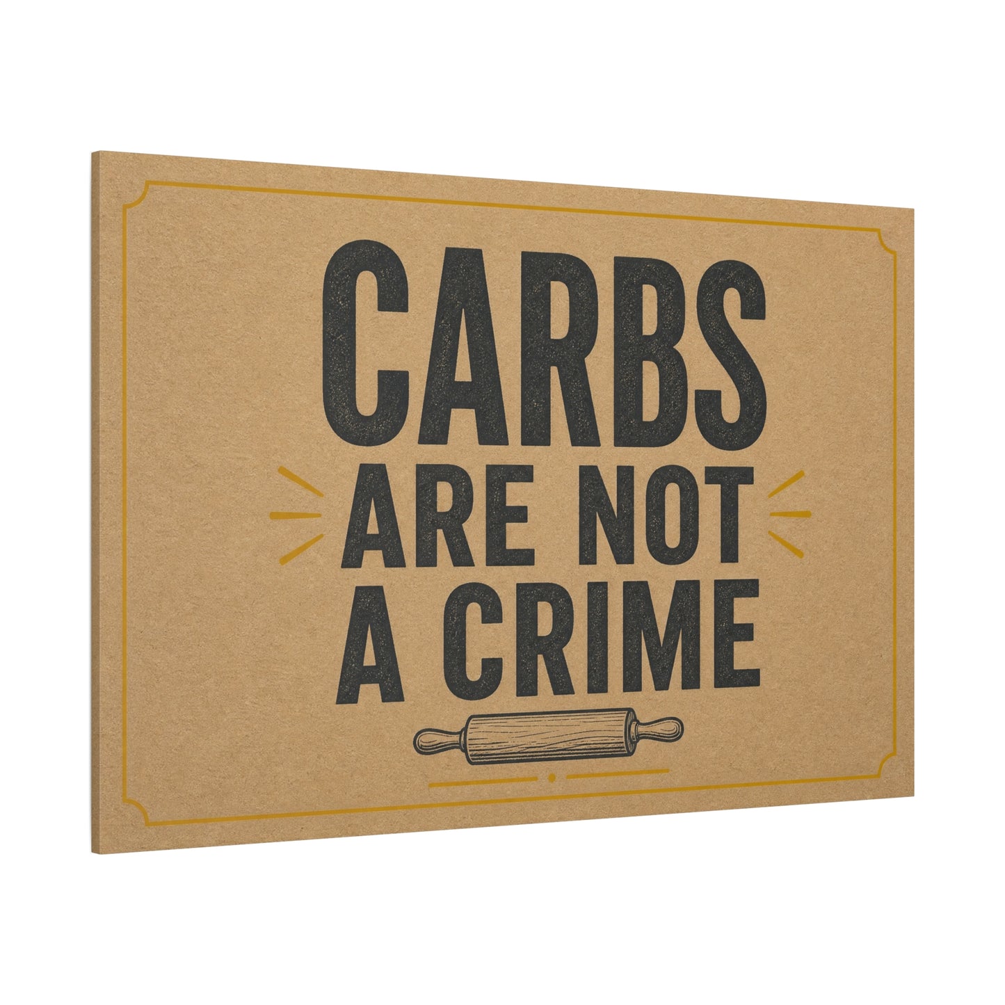 "Carbs Are Not A Crime" Funny Kitchen Canvas Wall Art - Rustic Typography Quote Print, Farmhouse Food Humor Decor - Dining Room Home Decoration - Living Room Wall Decor - Bedroom Home Decoration