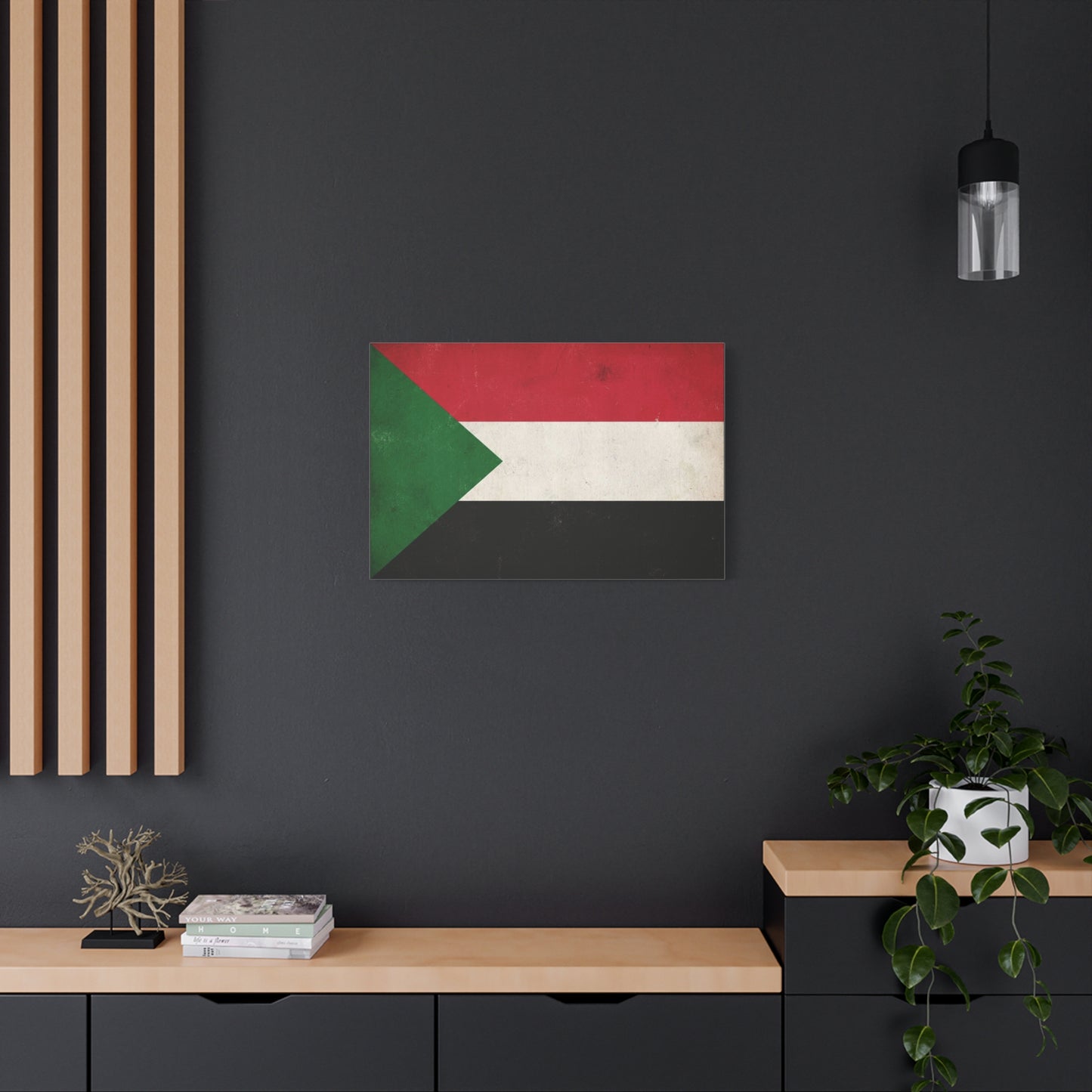 Sudan Flag Canvas Wall Art - Vintage National Flag Print, Distressed Patriotic Decor - Minimalist Graphic Cotton Canvas - Living Room Wall Decor, Office Art - Bedroom Home Decoration - Ready to Hang
