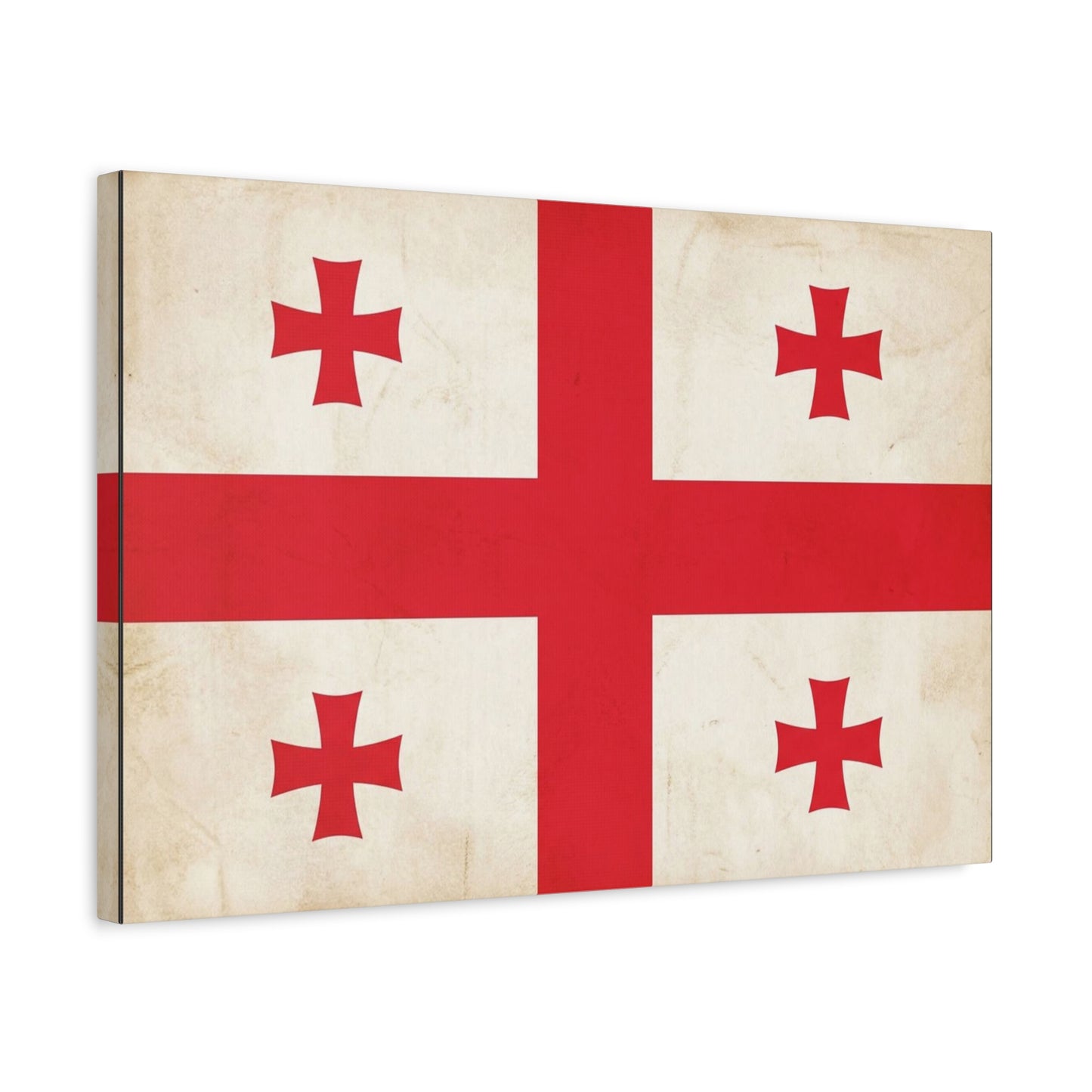 Georgia Flag Canvas Wall Art - Vintage Georgian Cross Flag Print, Patriotic Heritage Decor - Matte Cotton Artwork - Living Room Wall Decor, Office Accent - Bedroom Home Decoration - Ready to Hang
