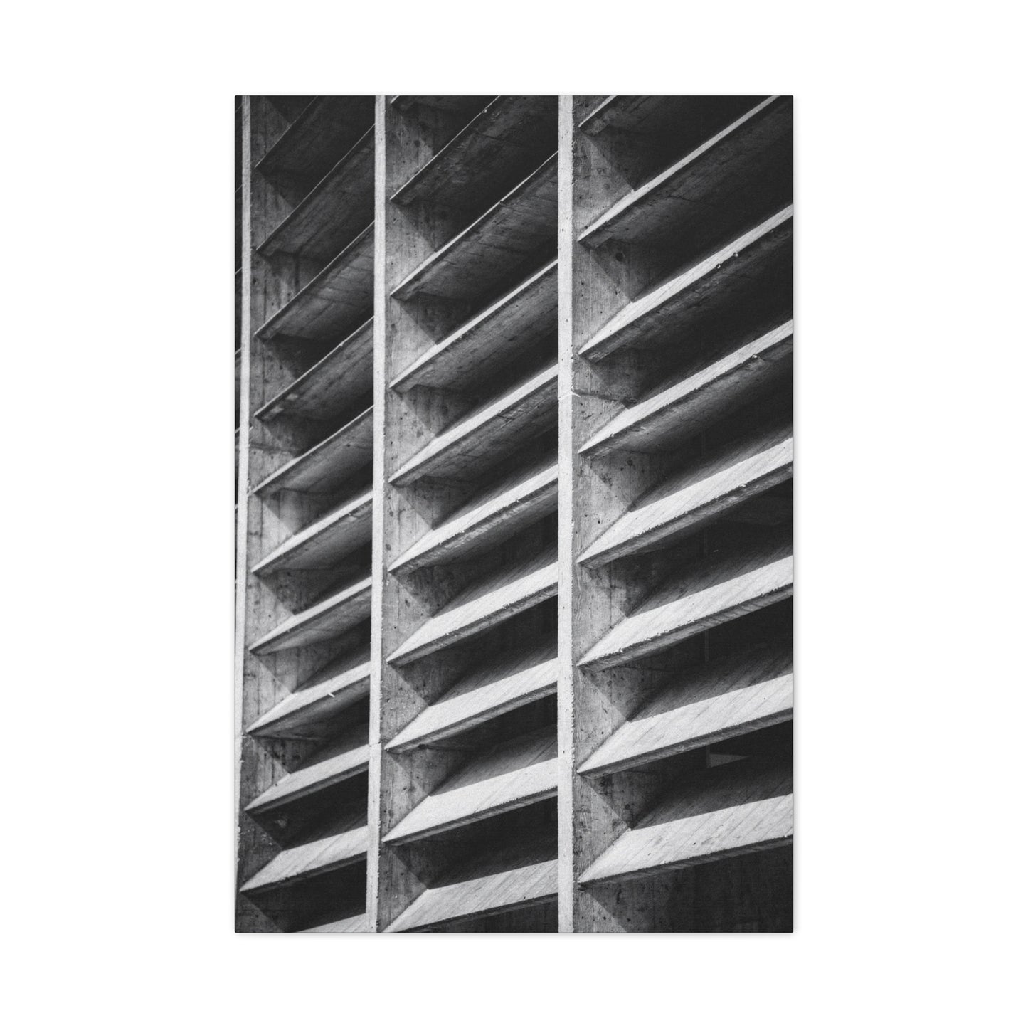 Black And White Brutalist Architecture Canvas Wall Art - Concrete Facade Art Print, Minimalist Contemporary Style - Modern Office Wall Decor, Living Room Home Decoration - Bedroom Home Decoration