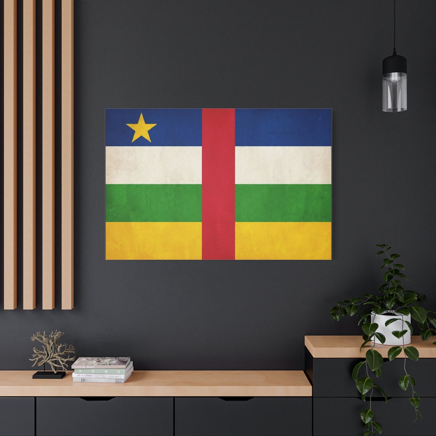 Central African Republic Flag Canvas Wall Art - Vintage National Pride Decor, Patriotic Color Block Print - Traditional Style - Living Room Wall Decor, Bedroom Home Decoration - Modern Farmhouse Style