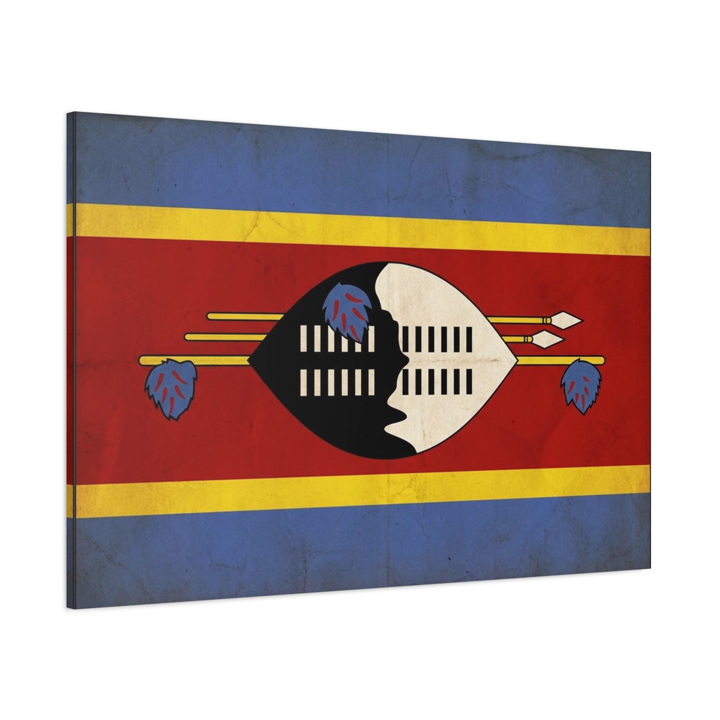 Eswatini Flag Canvas Wall Art - Swazi National Flag Print, Vintage Patriotic Home Decor - Matte Canvas Wall Hanging - Living Room Decoration, Office Accent - Bedroom Home Decoration - Ready to Hang