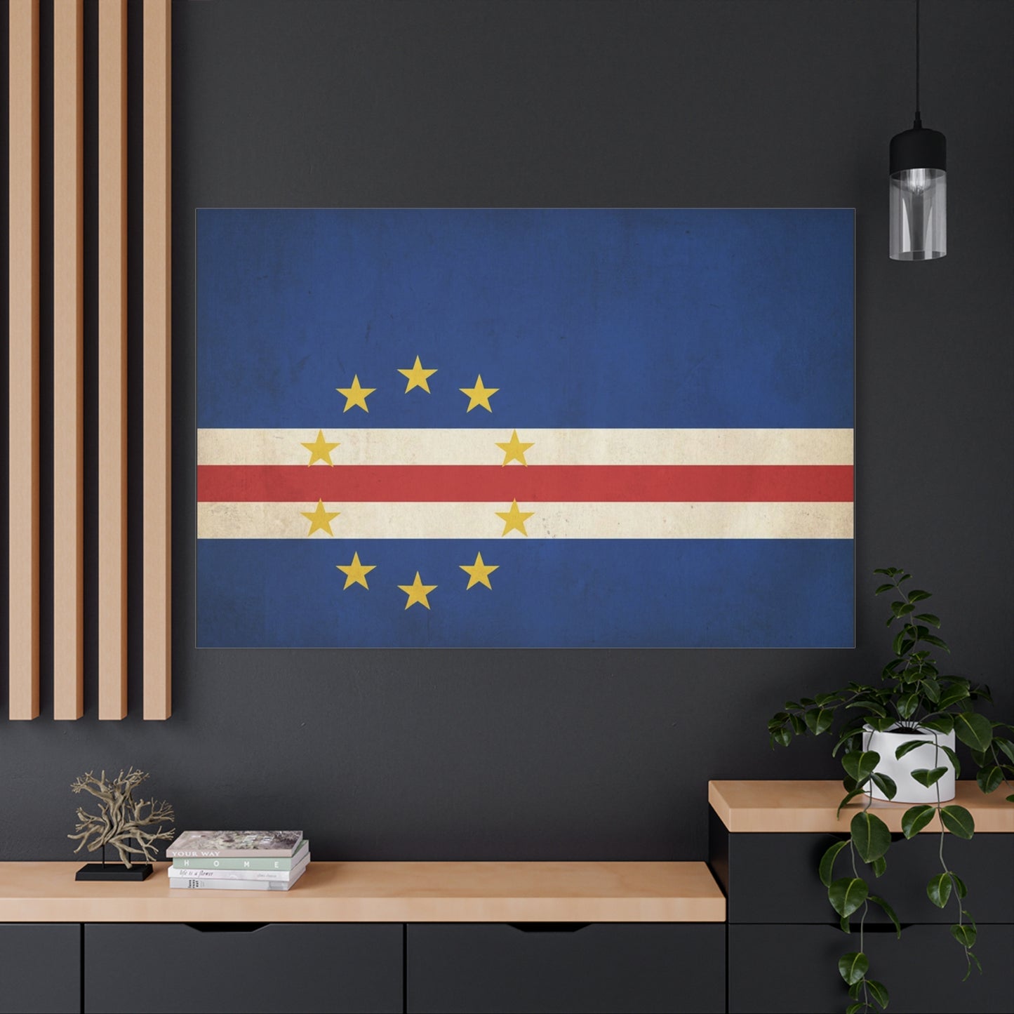 Cape Verde Flag Canvas Wall Art - Vintage Island Nation Banner Print, Patriotic Blue Red White Decor - Traditional Style, Living Room Wall Decor, Bedroom Home Decoration - Ready to Hang