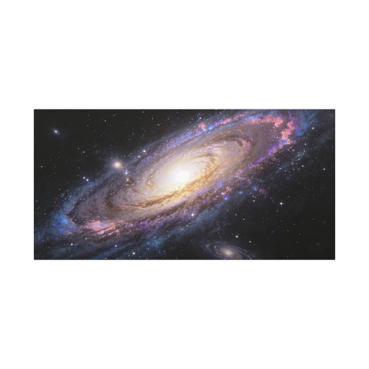 Spiral Galaxy Canvas Wall Art - Cosmic Space Print, Luminous Nebula Stars - Matte Cotton Canvas - Contemporary Celestial Style - Living Room Wall Decor, Office Art Accent - Bedroom Home Decoration