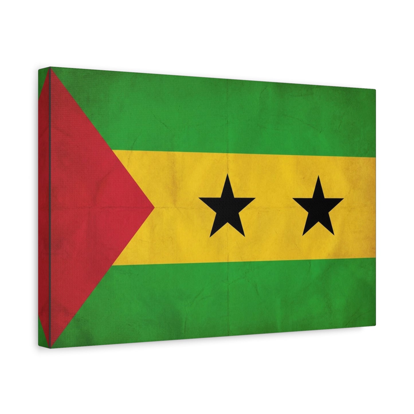 Sao Tome And Principe Flag Canvas Wall Art - National Pride Decor, Vintage Country Banner Print - Green Yellow Red Two Star Design - Living Room Wall Decor - Bedroom Home Decoration - Ready to Hang