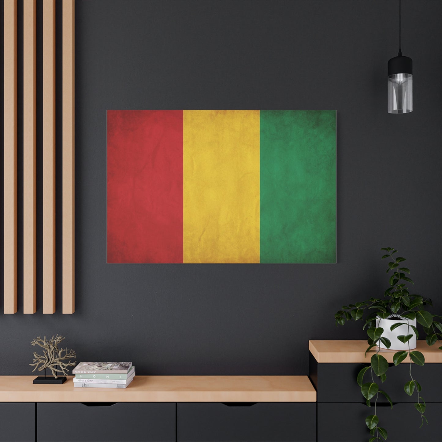 Guinea Flag Canvas Wall Art - Red Yellow Green Tricolor National Print - Vintage Textured Cotton Look - Pan African Style - Living Room Wall Decor - Bedroom Home Decoration - Bedroom Home Decoration