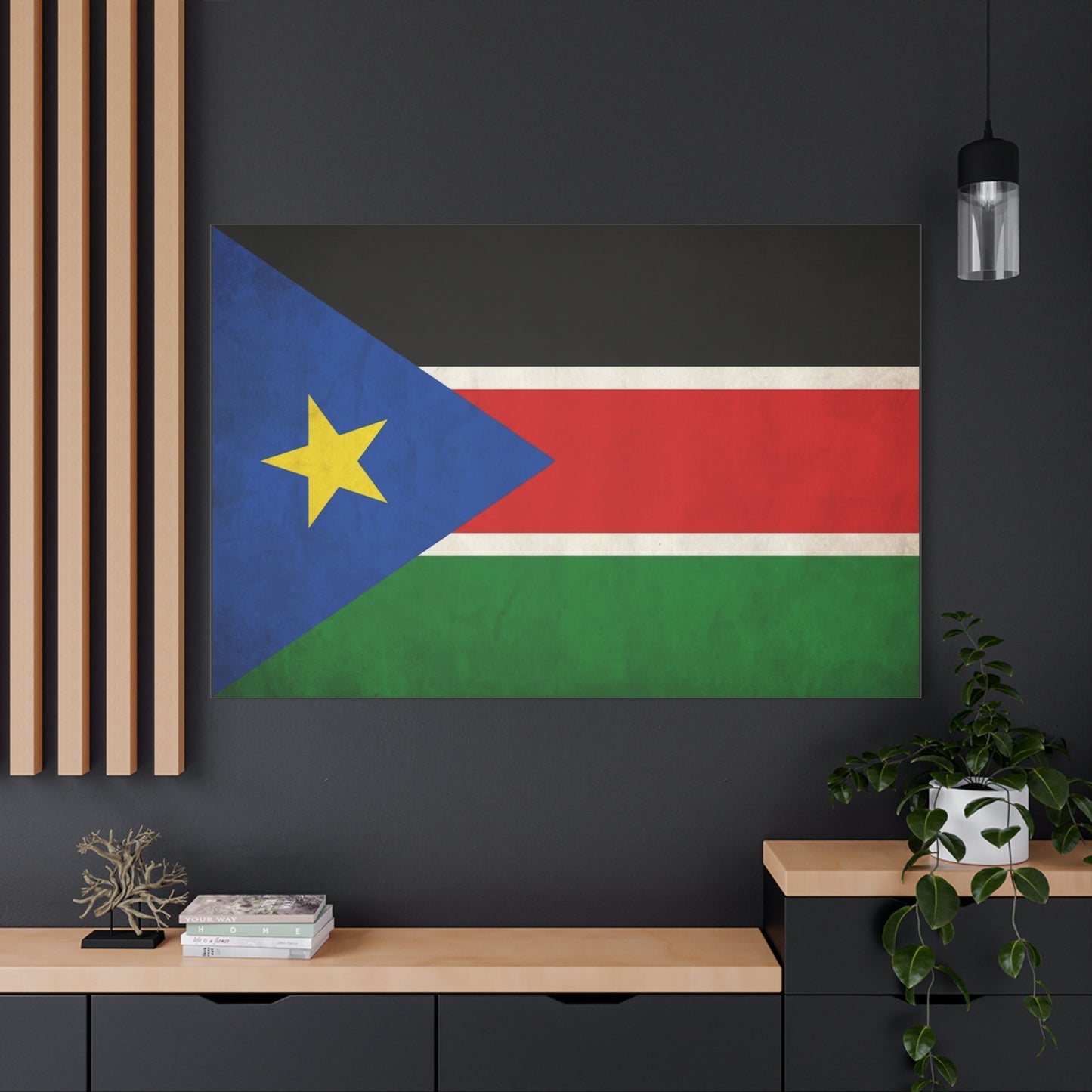 South Sudan Flag Canvas Wall Art - South Sudan Pride Decor, Vintage National Banner Print - Colorful Patriotic Artwork - Living Room Wall Decor, Office Art - Bedroom Home Decoration - Ready to Hang