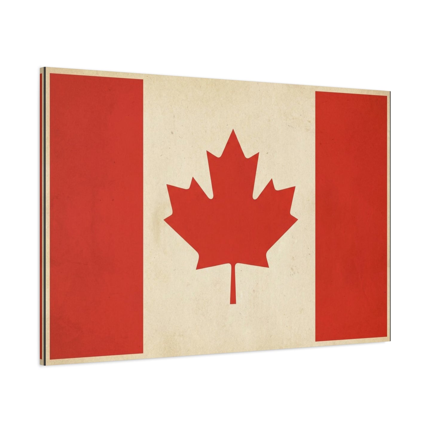 Canadian Flag Canvas Wall Art - Vintage Red Maple Leaf Patriotic Print, Rustic Neutral Texture, Canada Pride Decor, Living Room Wall Decor, Bedroom Home Decoration, Dorm Accent - Ready to Hang