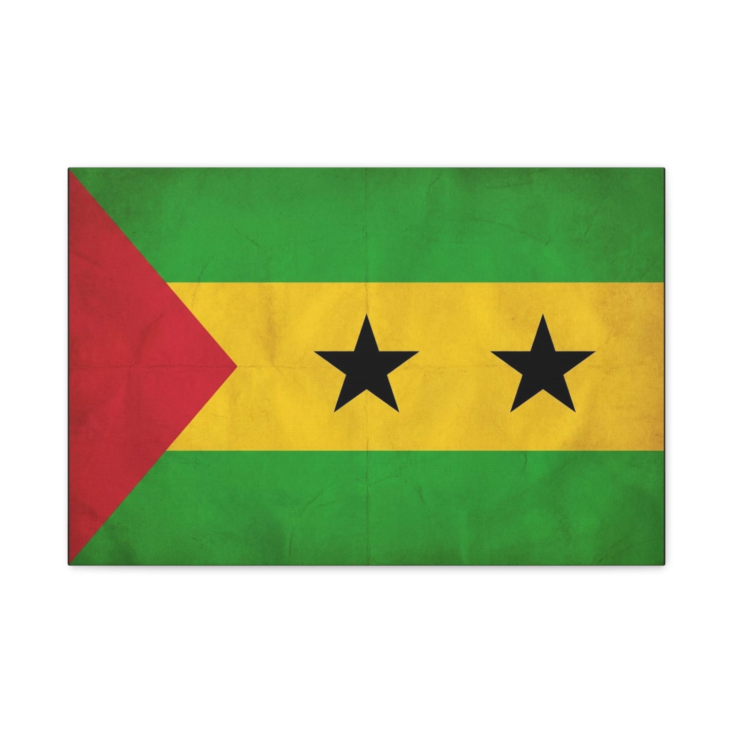 Sao Tome And Principe Flag Canvas Wall Art - National Pride Decor, Vintage Country Banner Print - Green Yellow Red Two Star Design - Living Room Wall Decor - Bedroom Home Decoration - Ready to Hang