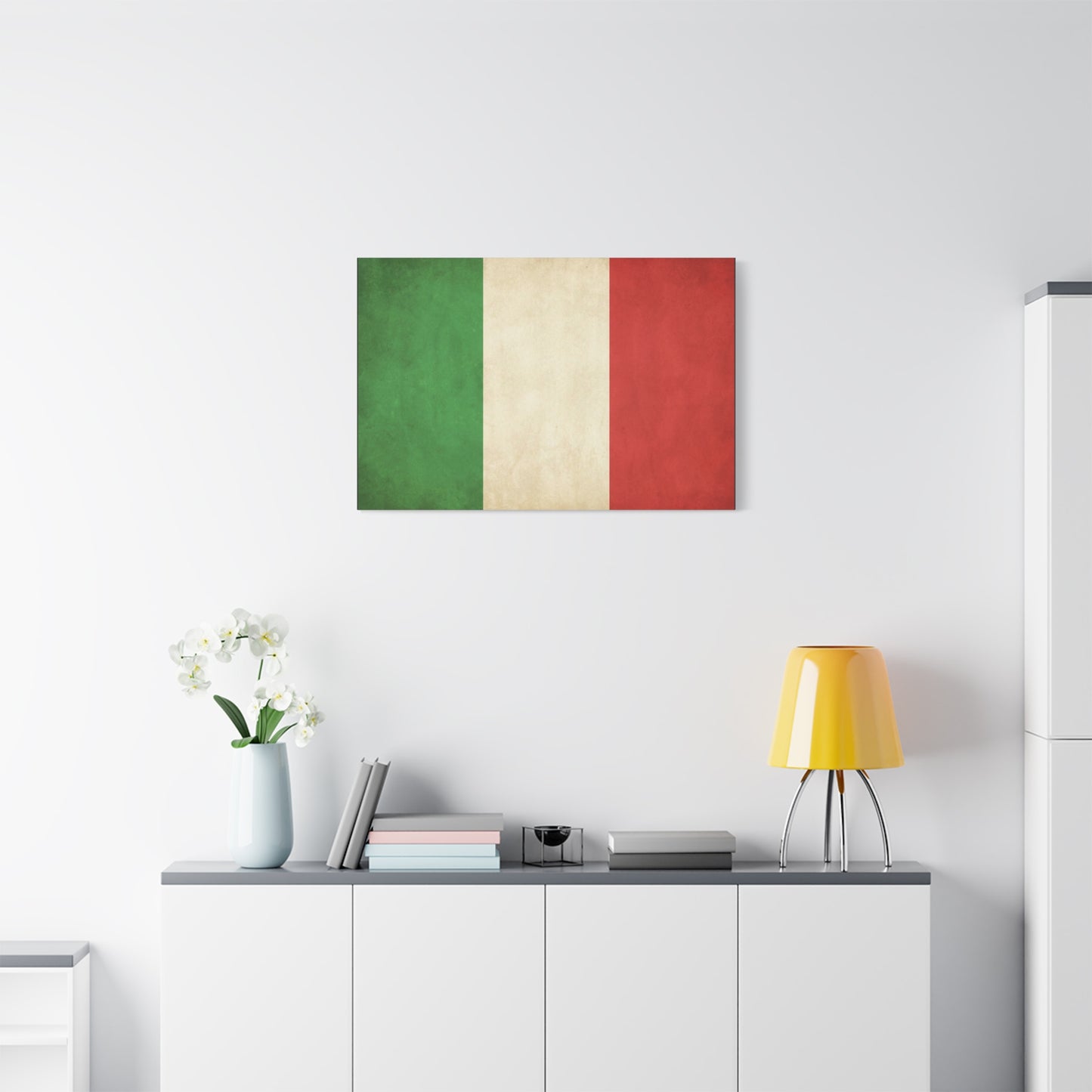 Italian Flag Canvas Wall Art - Vintage Tricolor National Prints, Rustic Textured Artwork - Matte Cotton Decor - Living Room Wall Decor, Office Art, Dorm Accent For Heritage Lovers - Ready to Hang