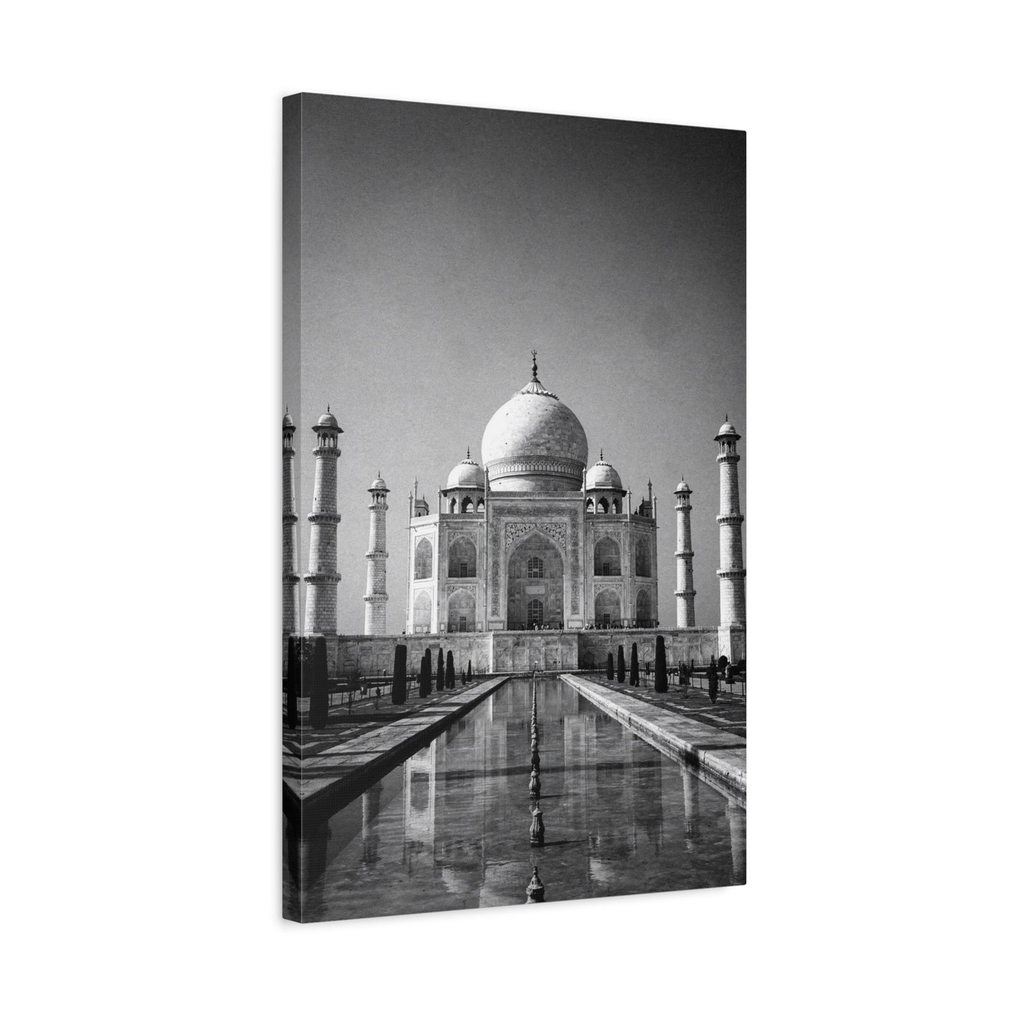 Taj Mahal Canvas Wall Art - Black And White Architectural Art Print - Monochrome Travel Landmark Decor - Contemporary Style - Living Room Wall Decor, Office Art - Bedroom Home Decoration