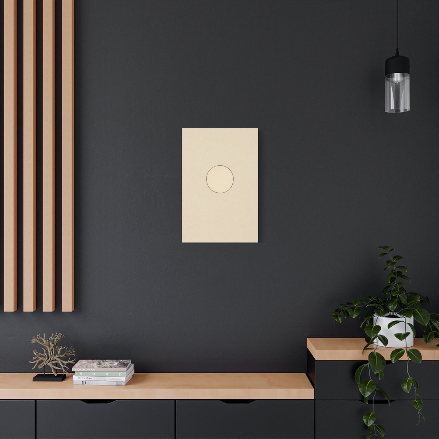 Minimalist Circle Canvas Wall Art - Neutral Geometric Line Print, Contemporary Beige Abstract Decor - Modern Bedroom Home Decoration, Living Room Wall Decor, Office Accent - Bedroom Home Decoration
