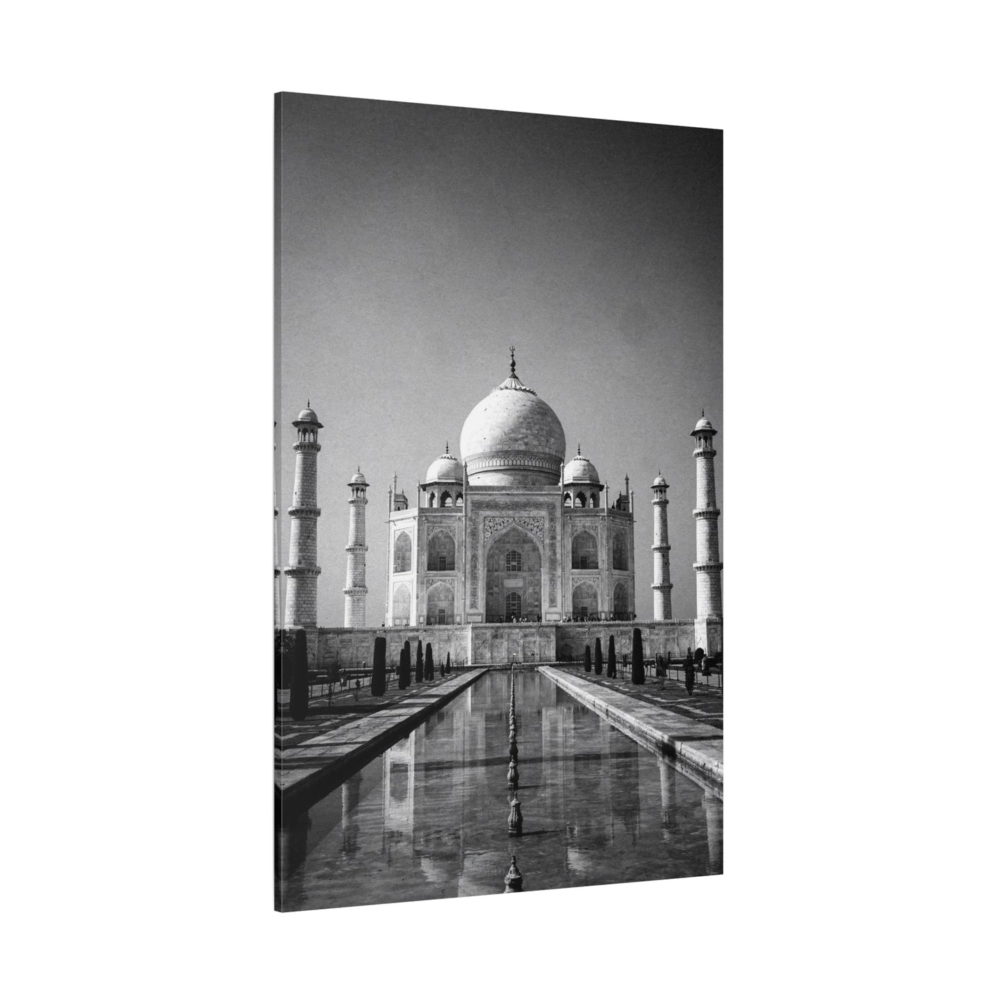 Taj Mahal Canvas Wall Art - Black And White Architectural Art Print - Monochrome Travel Landmark Decor - Contemporary Style - Living Room Wall Decor, Office Art - Bedroom Home Decoration