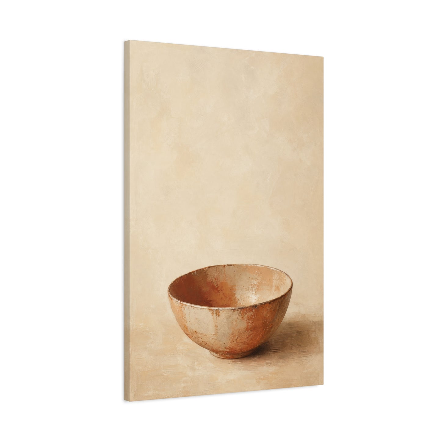 Rustic Ceramic Bowl Canvas Wall Art - Minimalist Still Life Neutral Beige Cotton Print - Contemporary Kitchen Wall Decor, Dining Room Accent, Modern Farmhouse Home Decoration - Bedroom Home Decoration