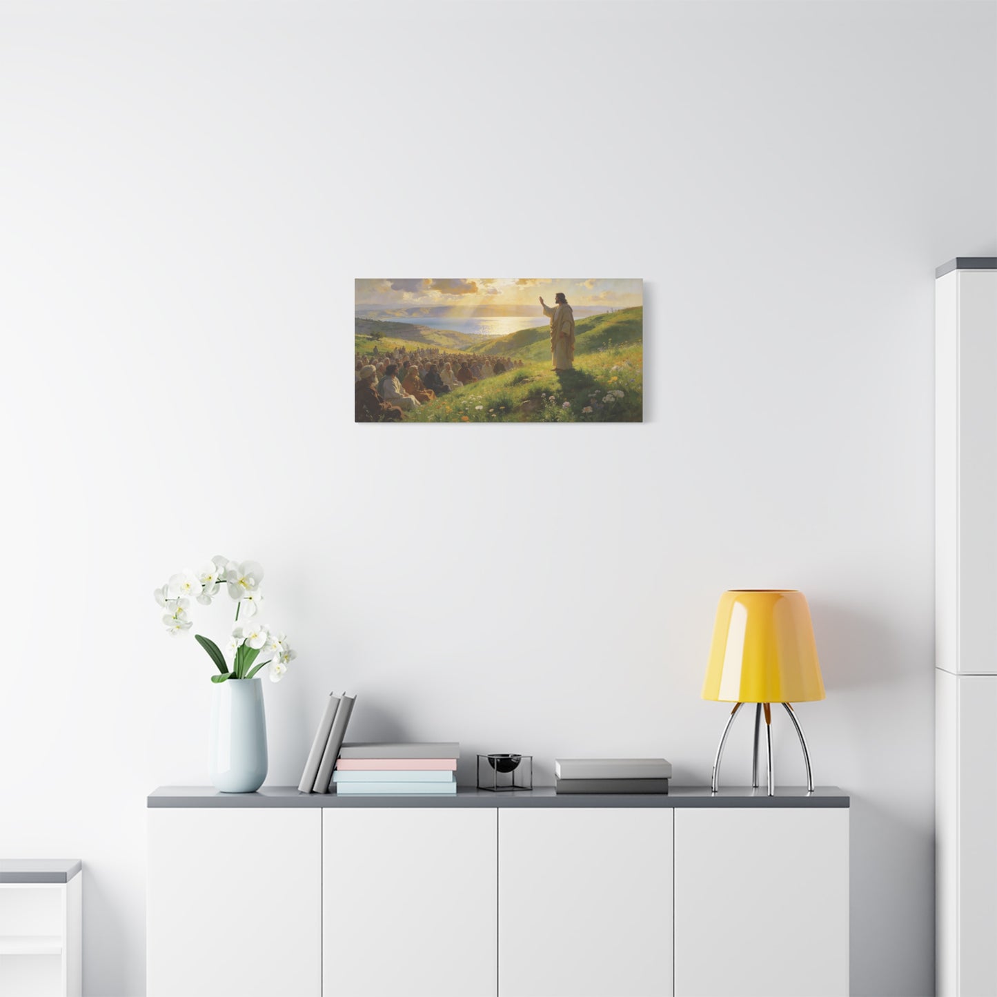 Jesus Christ Sermon On The Mount Canvas Wall Art - Religious Landscape Painting, Christian Home Decor, Matte Finish Canvas Print, Living Room Wall Decor, Bedroom Decoration - Bedroom Home Decoration