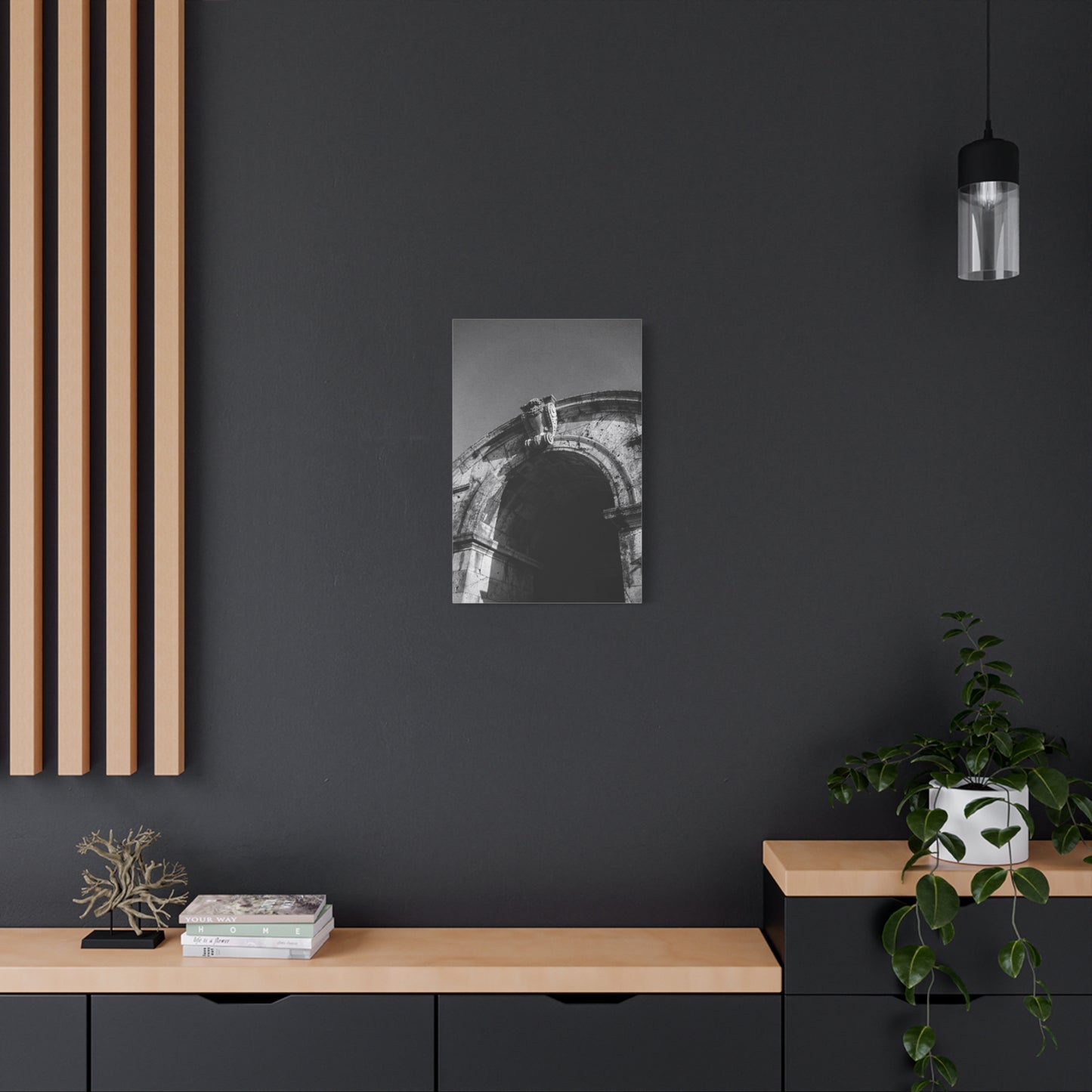 Black And White Architectural Arch Canvas Wall Art - Stone Facade Art Print, Minimalist Historic Structure Decor - Contemporary Living Room Wall Decor, Bedroom Home Accent - Ready to Hang