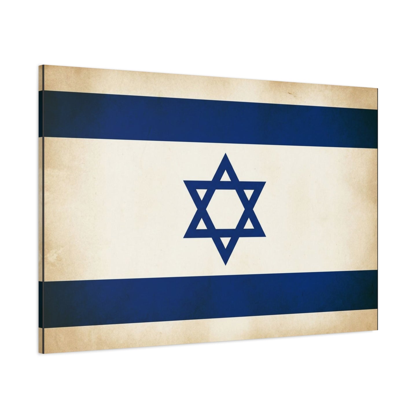 Israel Flag Canvas Wall Art - Vintage Blue And White Star Of David Decor - Matte Minimalist Jewish Home Decoration - Living Room Wall Decor, Bedroom Accent - Bedroom Home Decoration - Ready to Hang