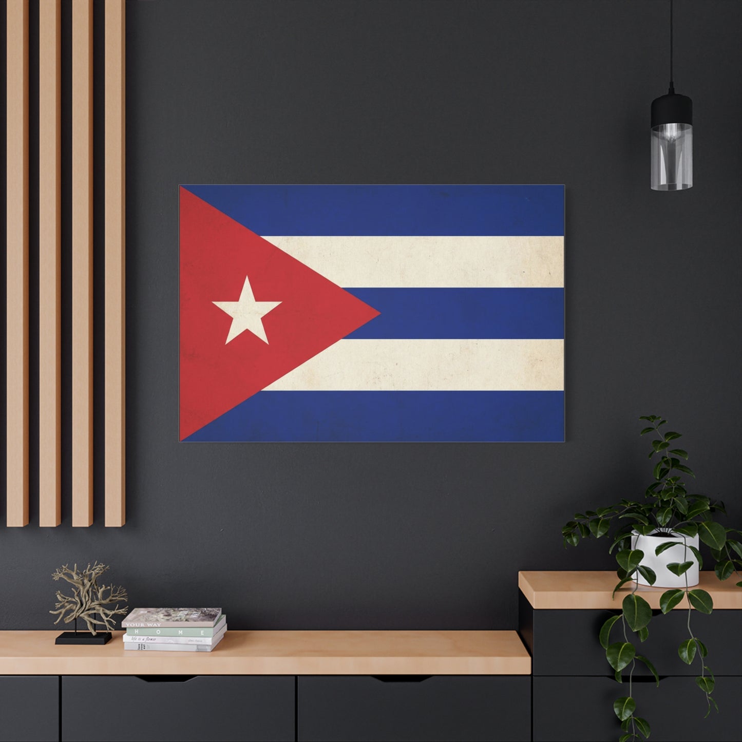 Cuban Flag Canvas Wall Art - Vintage Cuba Flag Print, Patriotic Heritage Decor - Distressed Cotton Canvas - Traditional Style For Living Room, Office Wall Decor - Bedroom Home Decoration