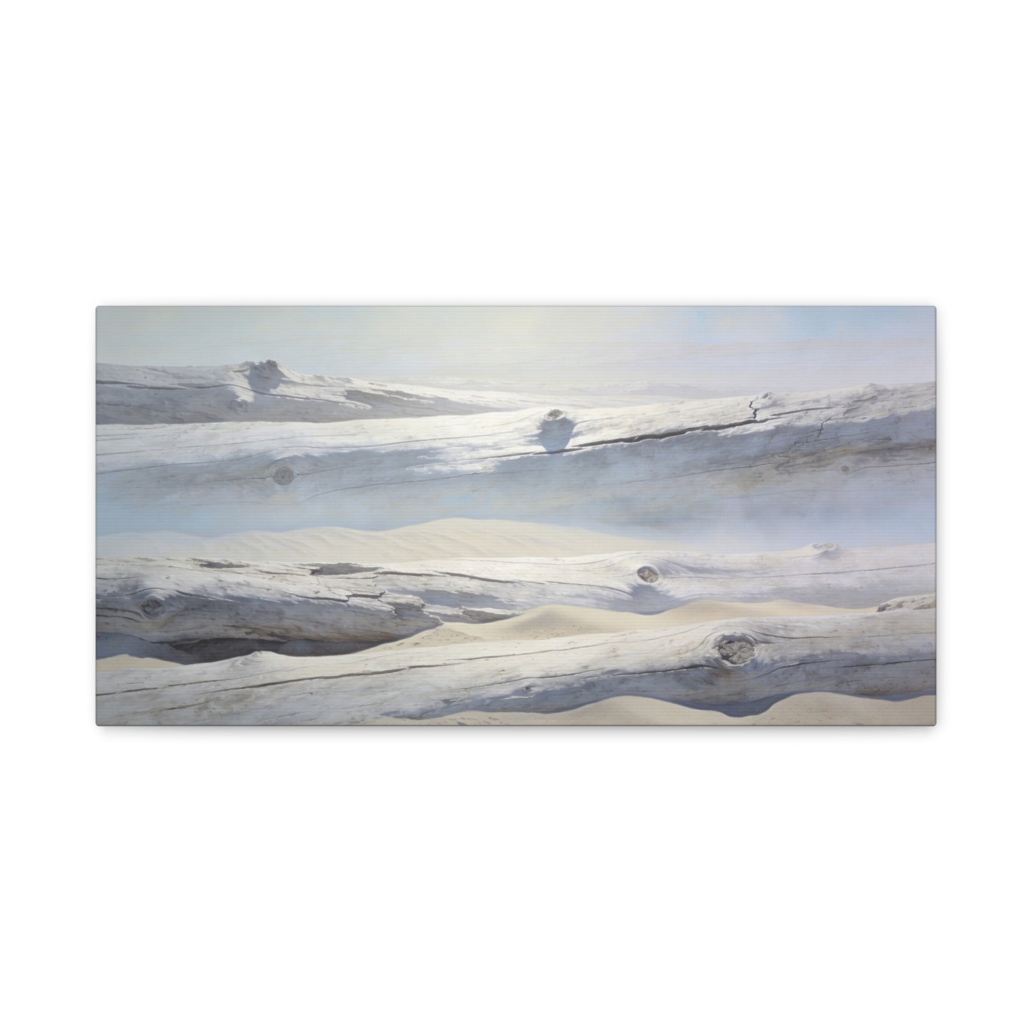 Driftwood Beach Canvas Wall Art - Coastal Sand Dunes Art Print, Soft Blue Beige Neutral Tones - Minimalist Coastal Style - Living Room Wall Decor, Bedroom Home Decoration - Ready to Hang