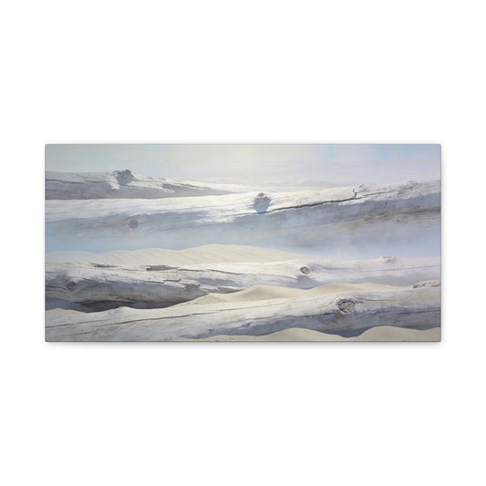 Driftwood Beach Canvas Wall Art - Coastal Sand Dunes Art Print, Soft Blue Beige Neutral Tones - Minimalist Coastal Style - Living Room Wall Decor, Bedroom Home Decoration - Ready to Hang