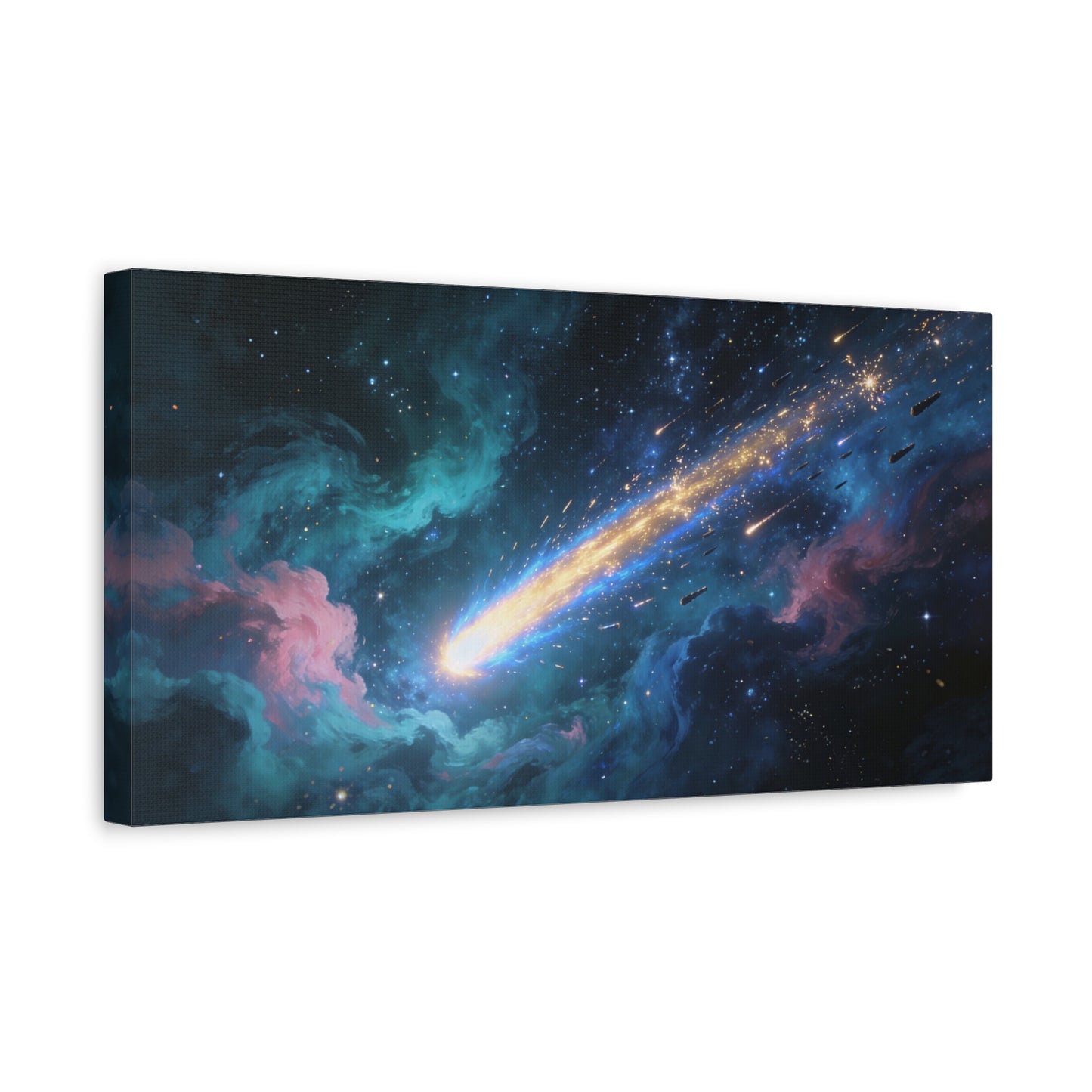 Comet Galaxy Canvas Wall Art - Cosmic Nebula Starfield, Abstract Space Artwork - Matte Cotton Print, Contemporary Celestial Style - Living Room Wall Decor, Office Art - Bedroom Home Decoration