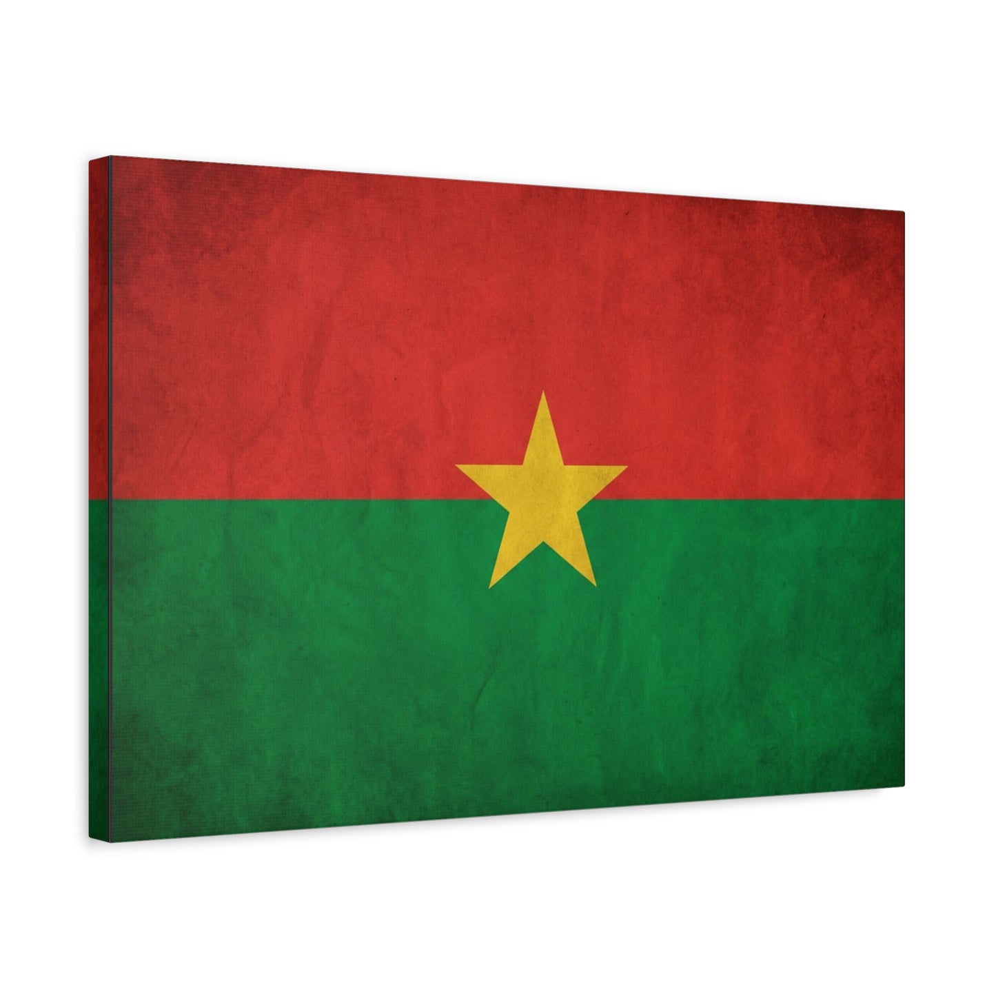 Burkina Faso Flag Canvas Wall Art - Vintage National Pride Decor, Red Green Gold Star Print - Cultural Heritage Style - Living Room Decoration, Office Accent - Living Room Wall Decor - Ready to Hang