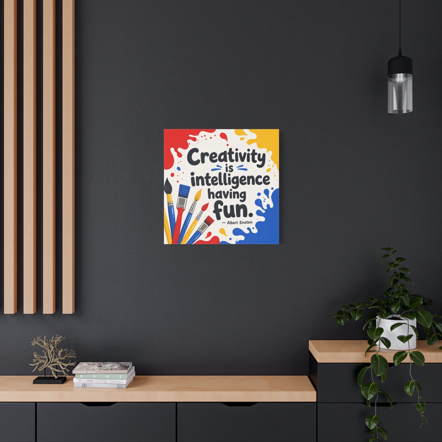"Creativity Is Intelligence Having Fun." Albert Einstein Canvas Wall Art - Colorful Quote Print, Classroom Decor, Teacher Office Wall Hanging, Kids Playroom Home Decoration - Bedroom Home Decoration